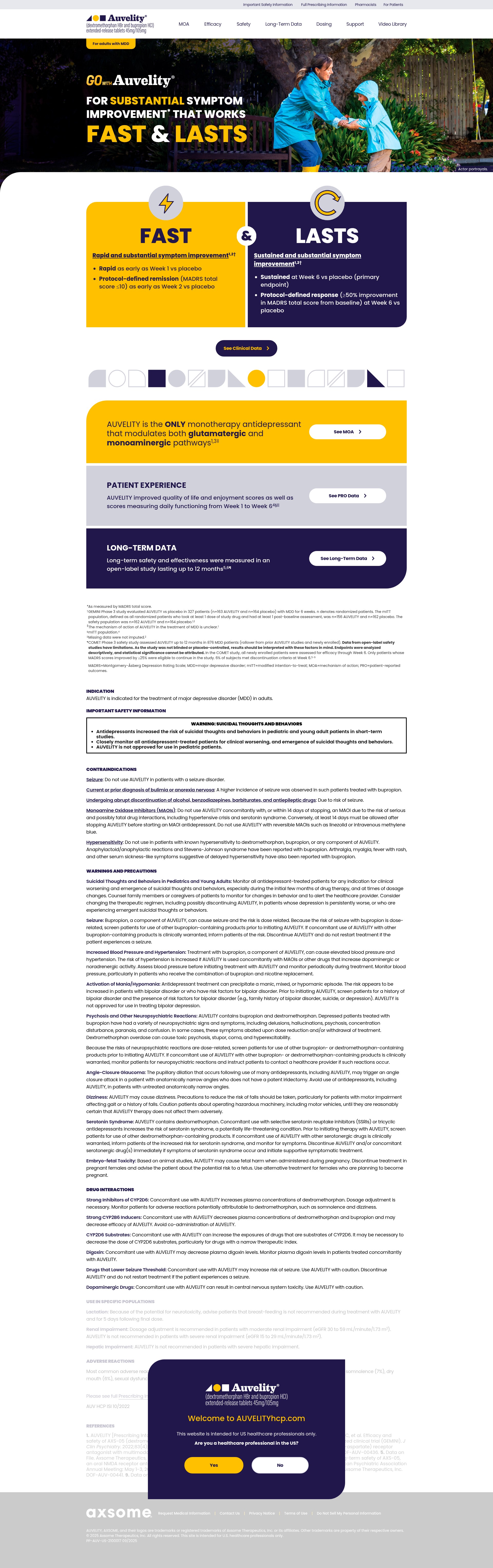 Screenshot of www.auvelityhcp.com