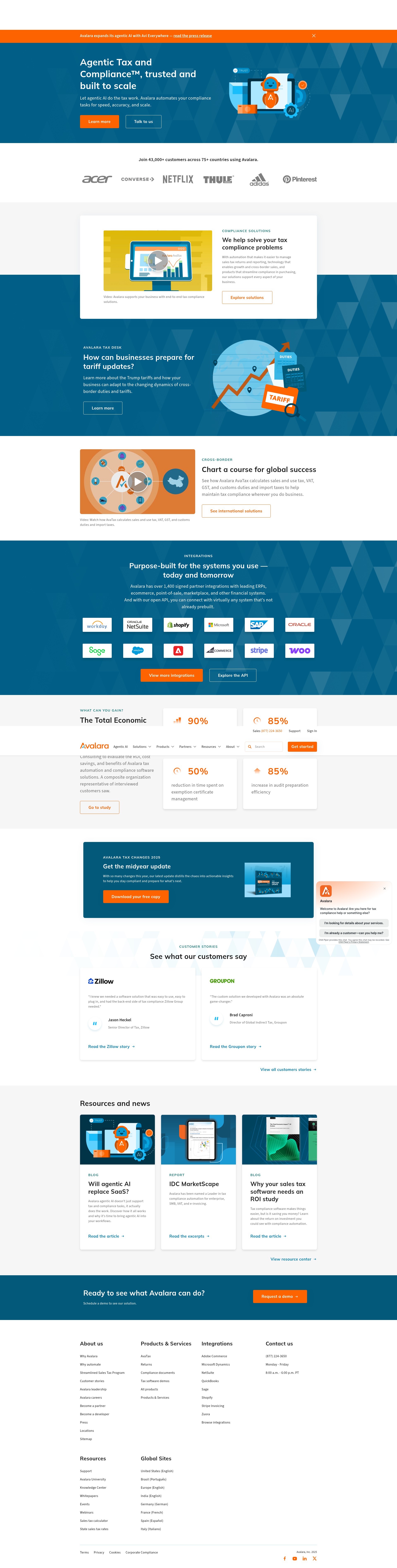 Screenshot of www.avalara.com