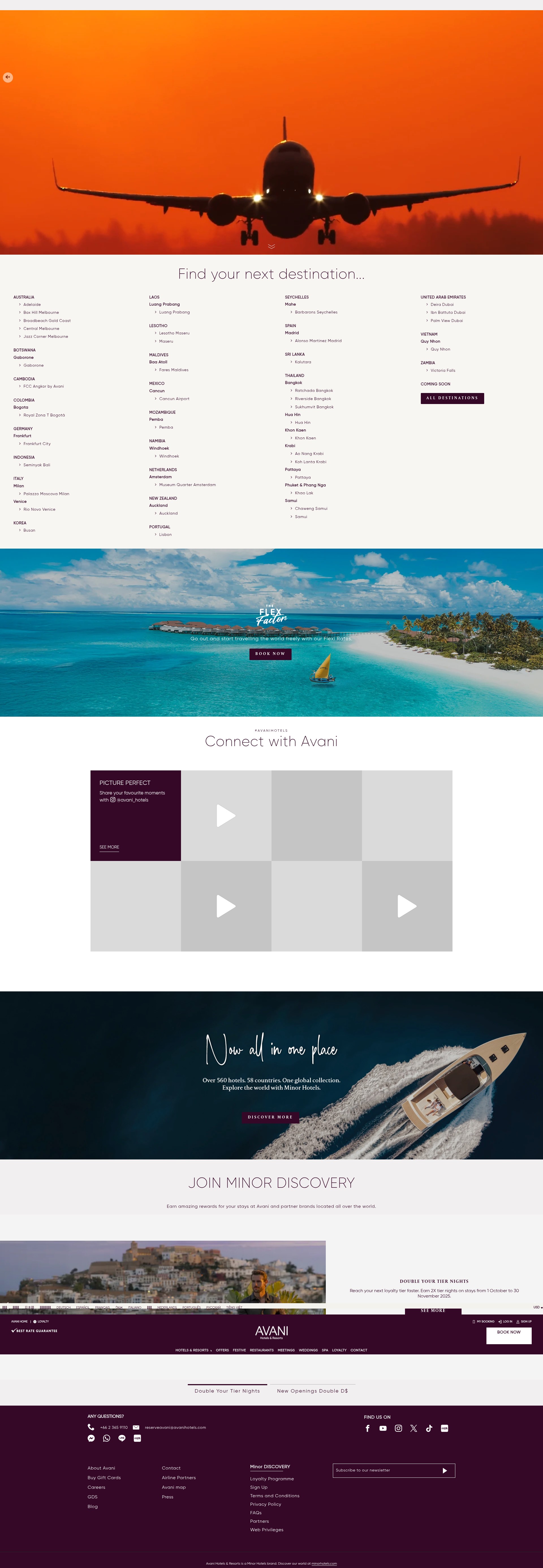 Screenshot of www.avanihotels.com