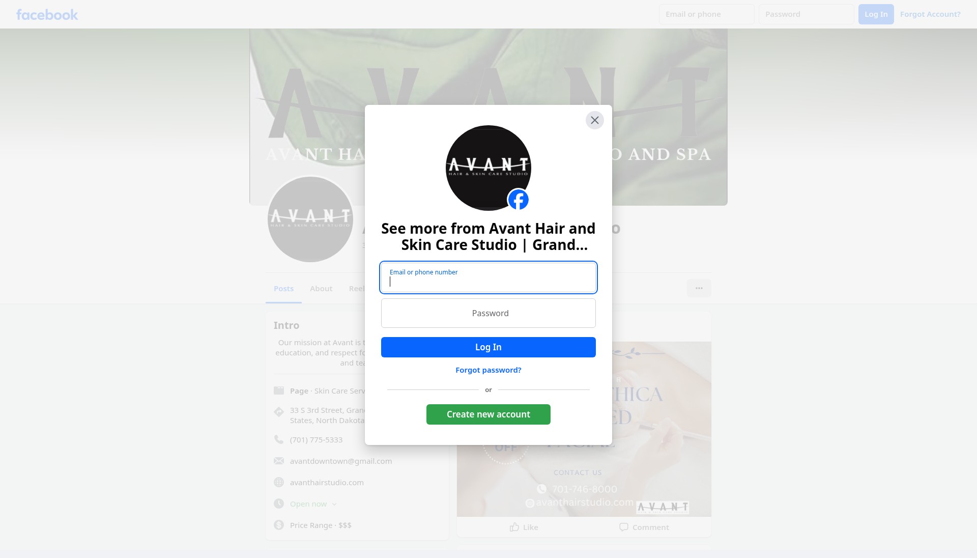 Screenshot of www.avanthairstudio.com