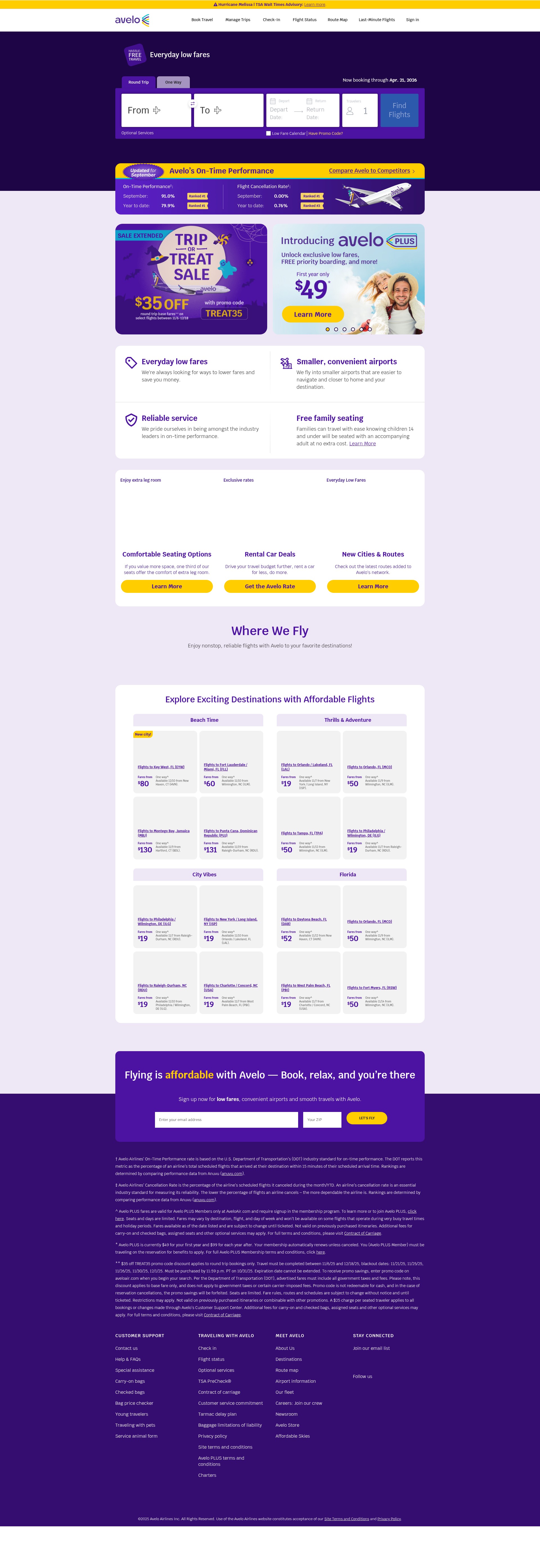 Screenshot of www.aveloair.com