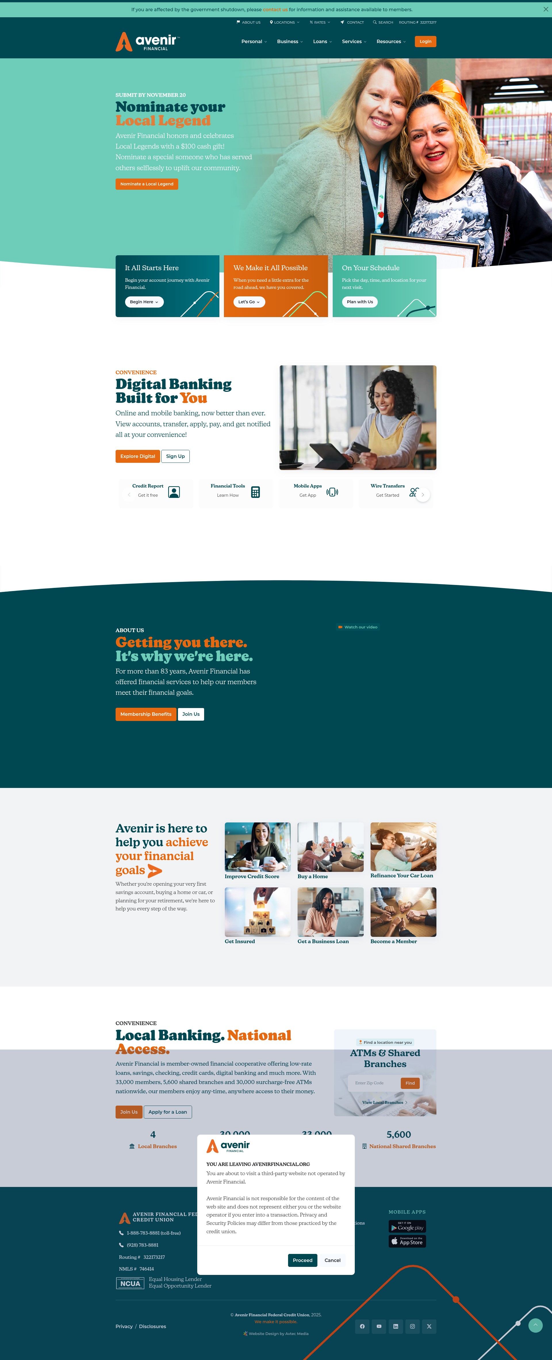 Screenshot of www.avenirfinancial.org