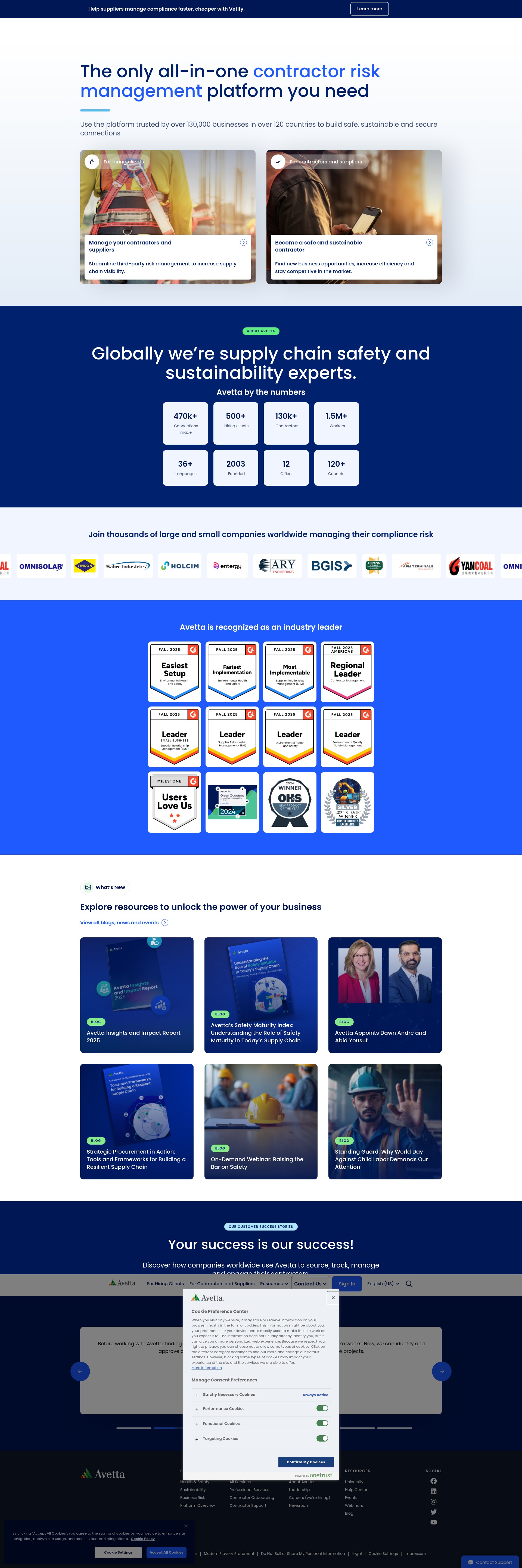 Screenshot of www.avetta.com