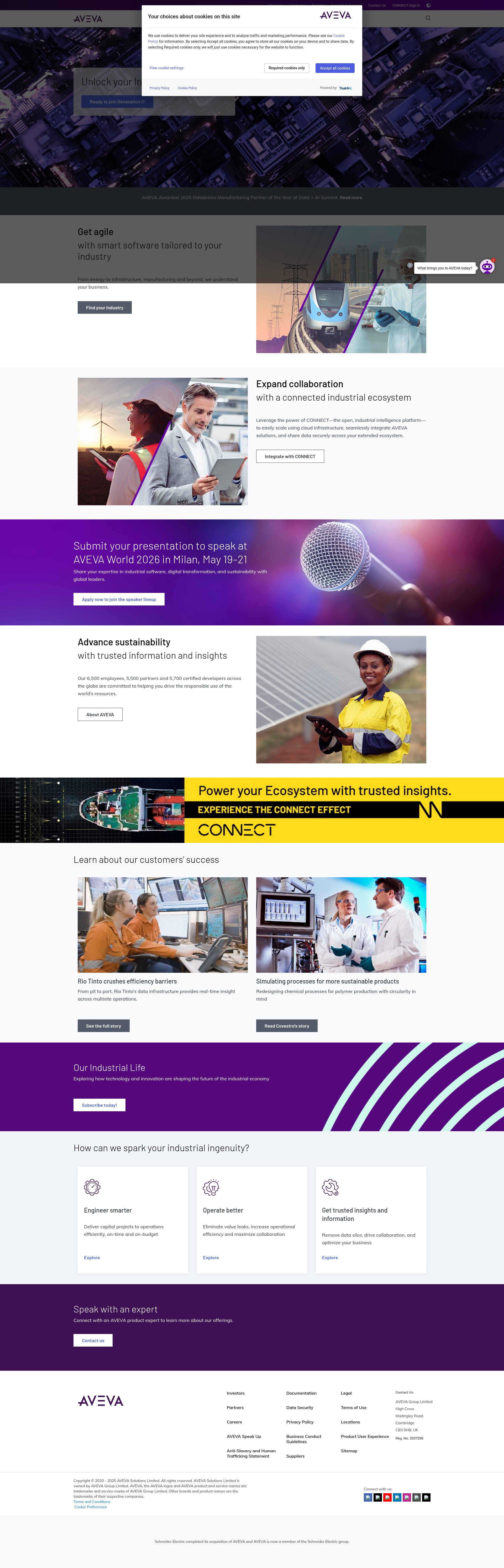Screenshot of www.aveva.com