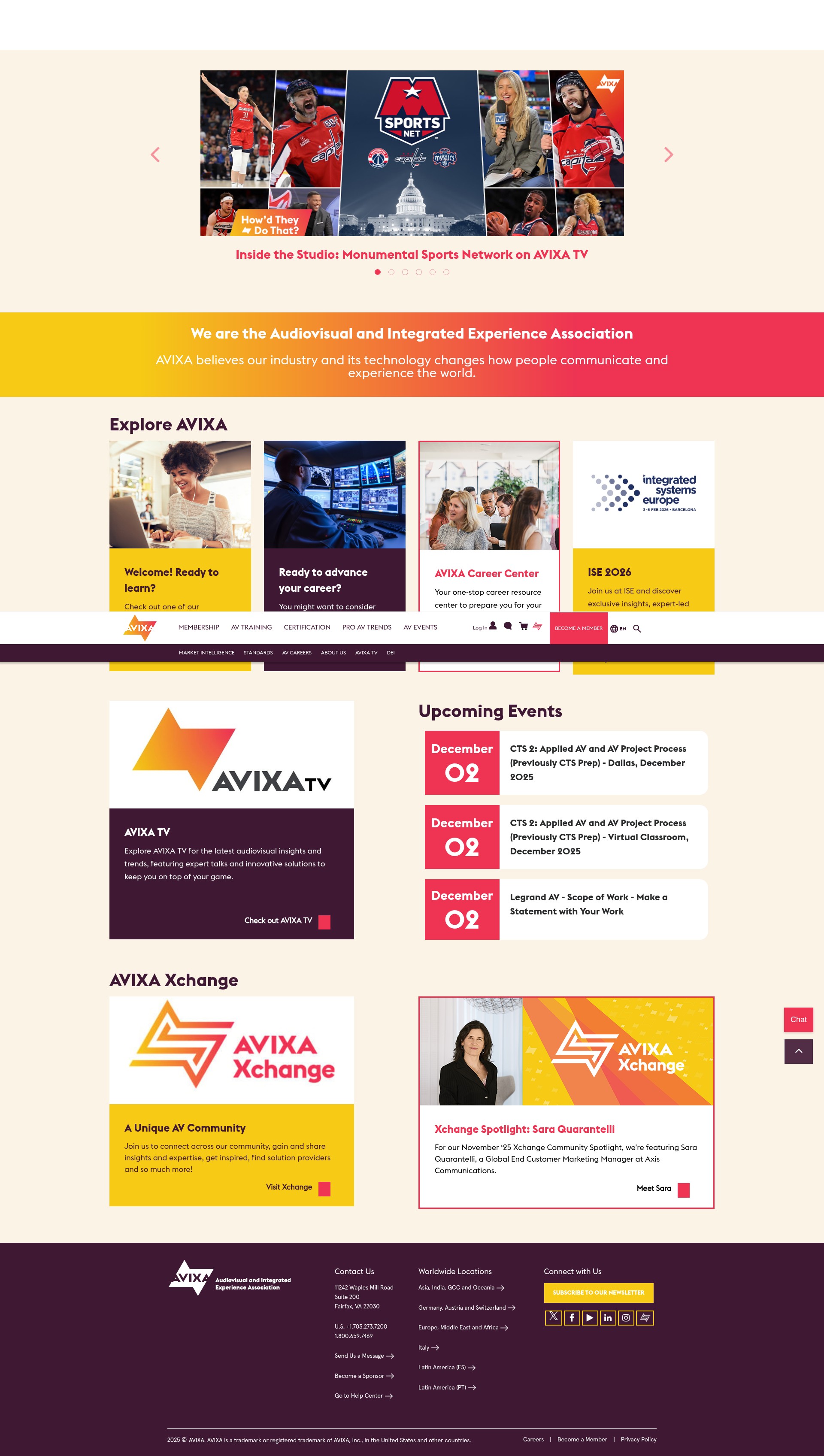 Screenshot of www.avixa.org