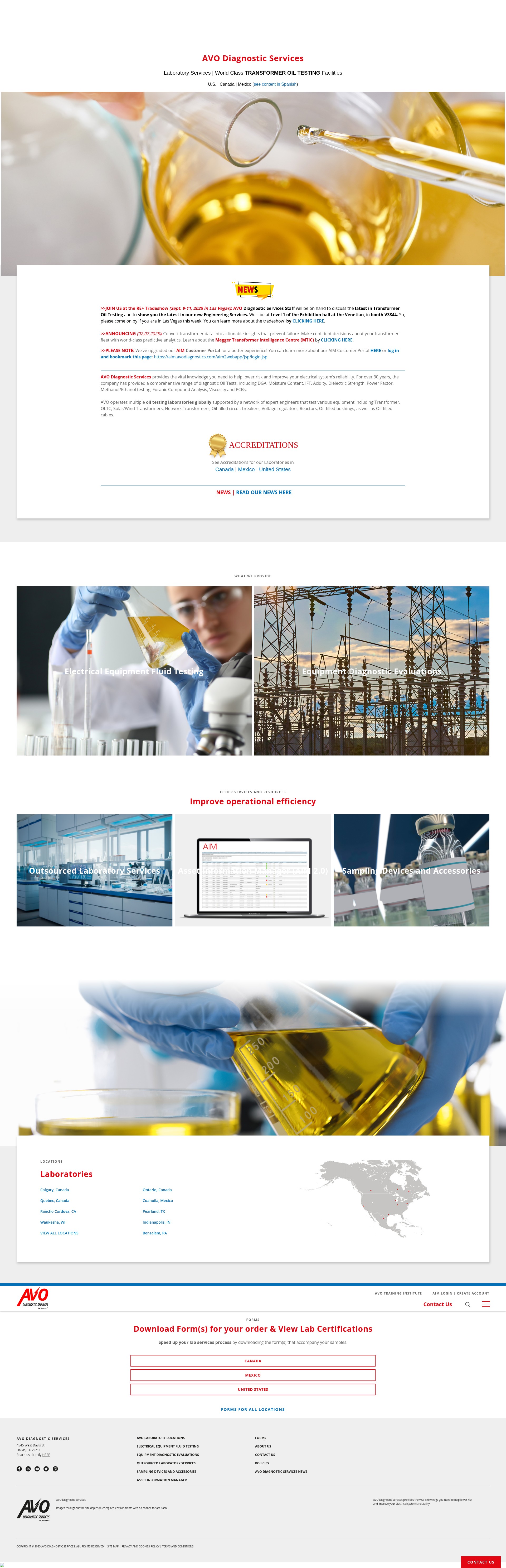 Screenshot of www.avodiagnostics.com