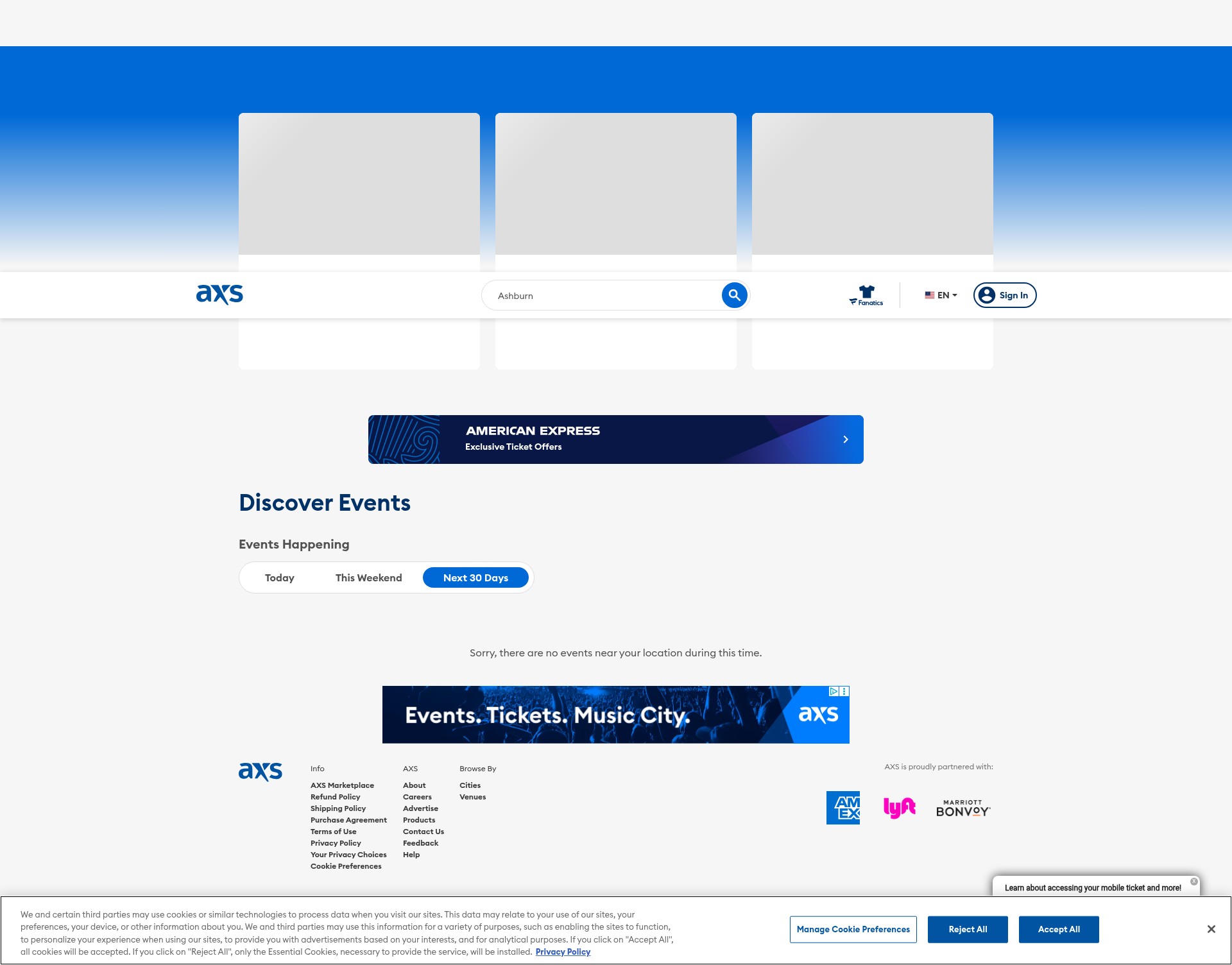 Screenshot of www.axs.com