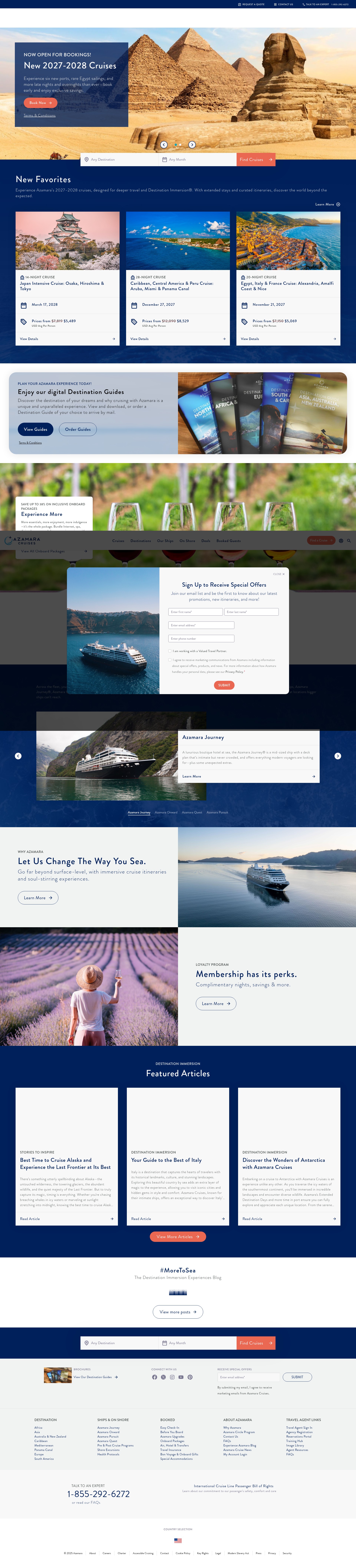 Screenshot of www.azamara.com