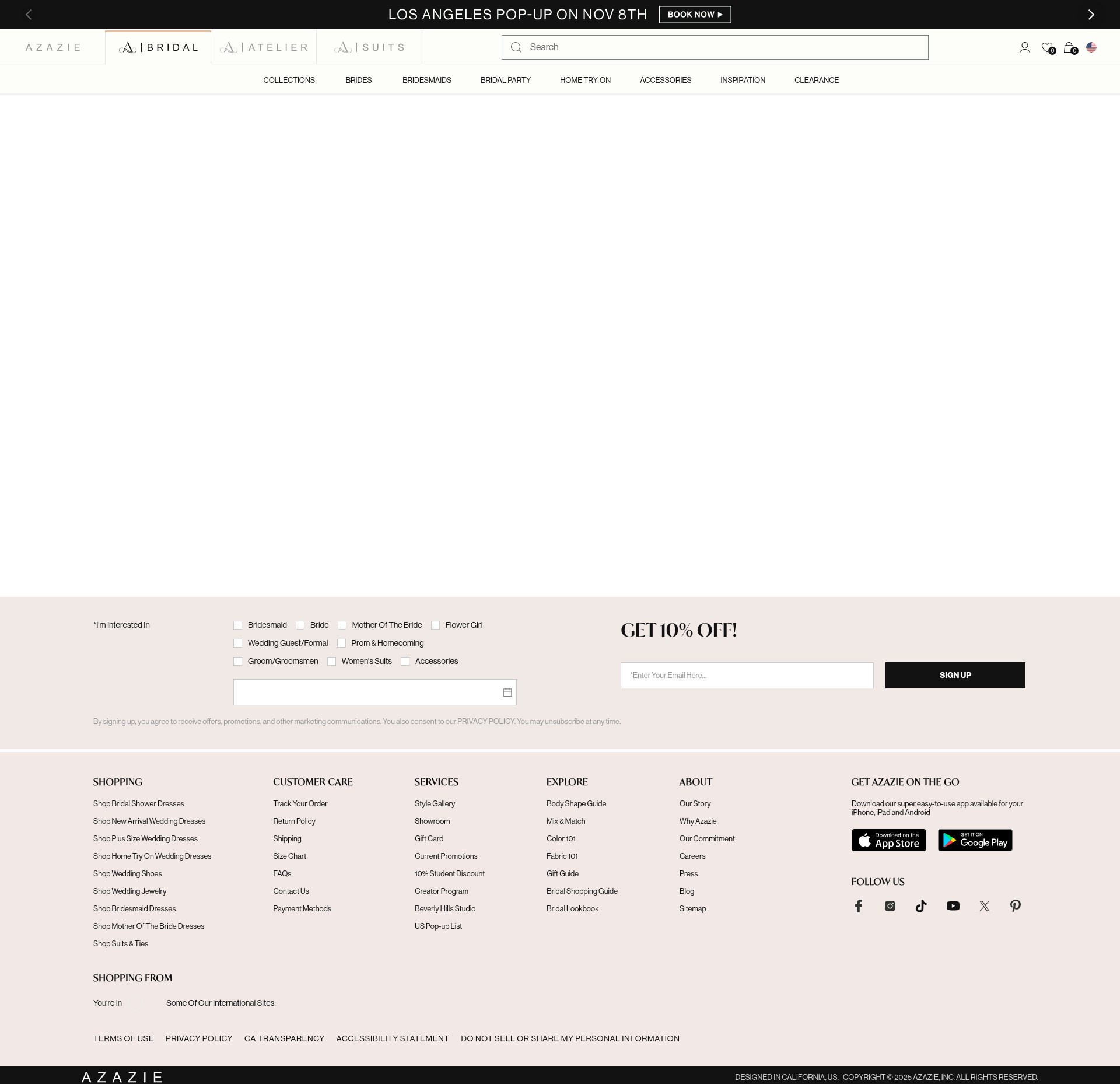 Screenshot of www.azazie.com