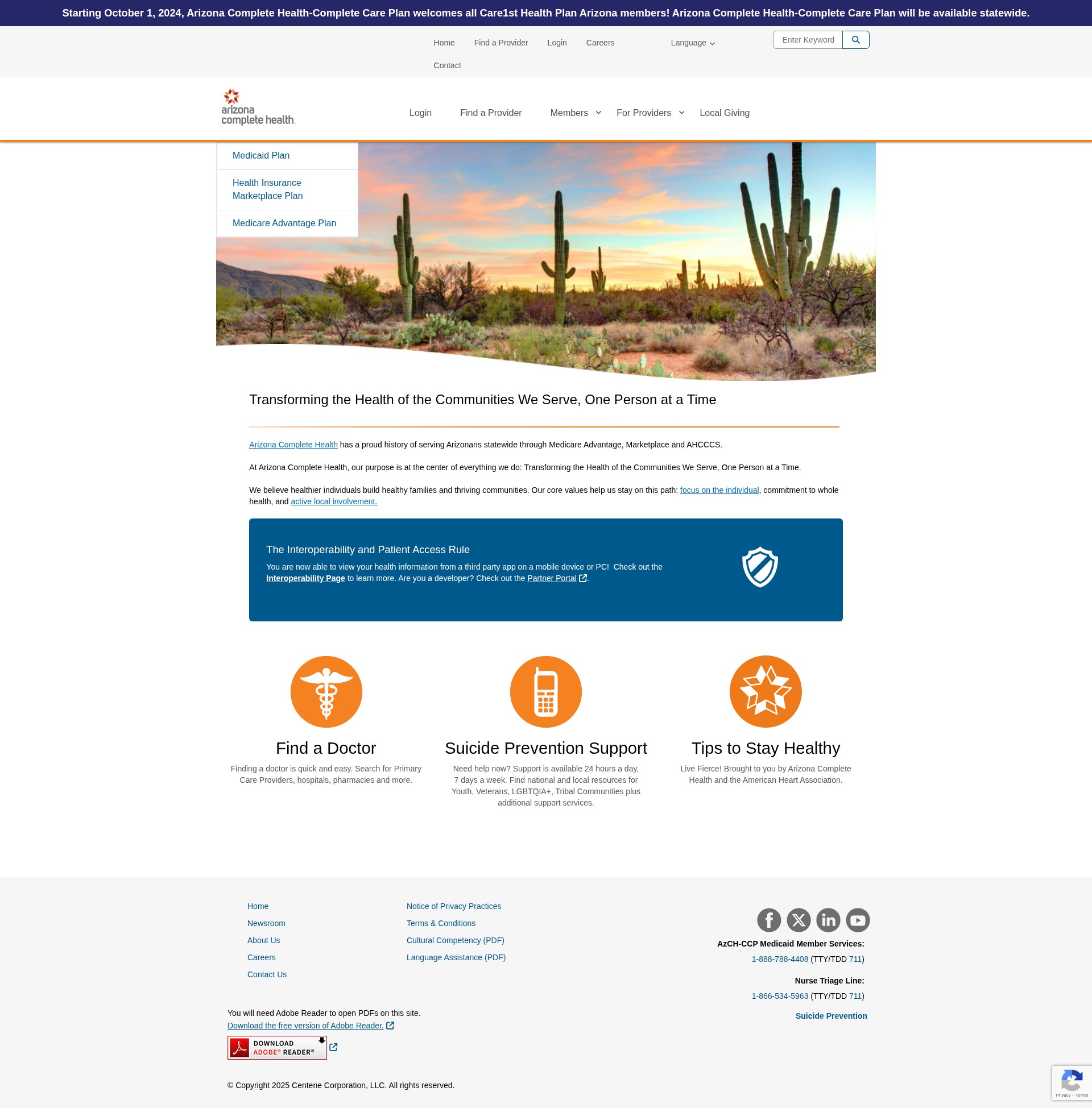 Screenshot of www.azcompletehealth.com