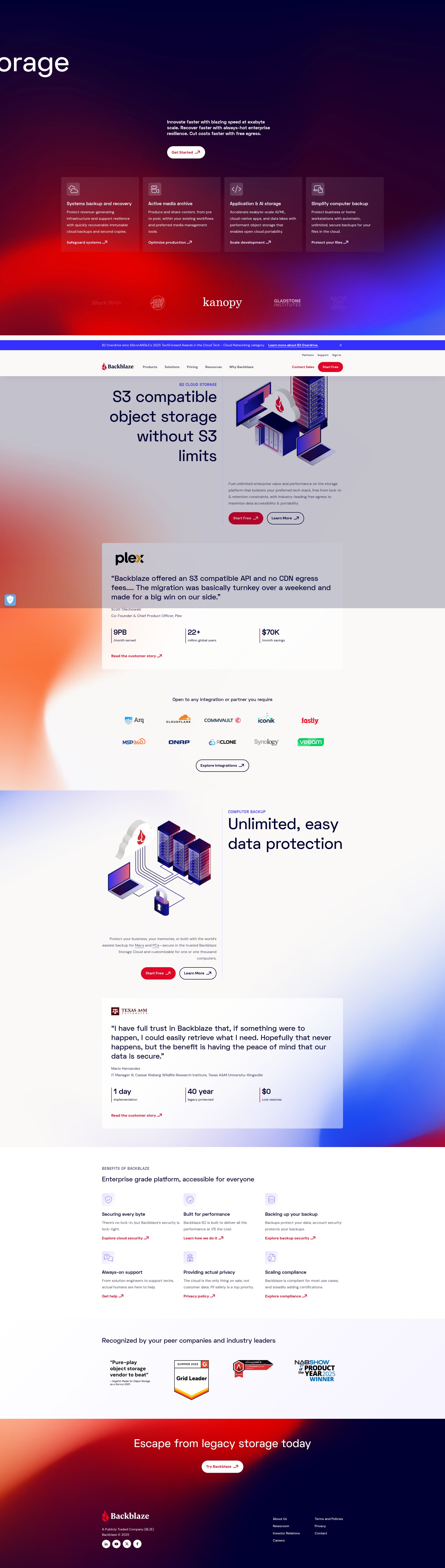 Screenshot of www.backblaze.com