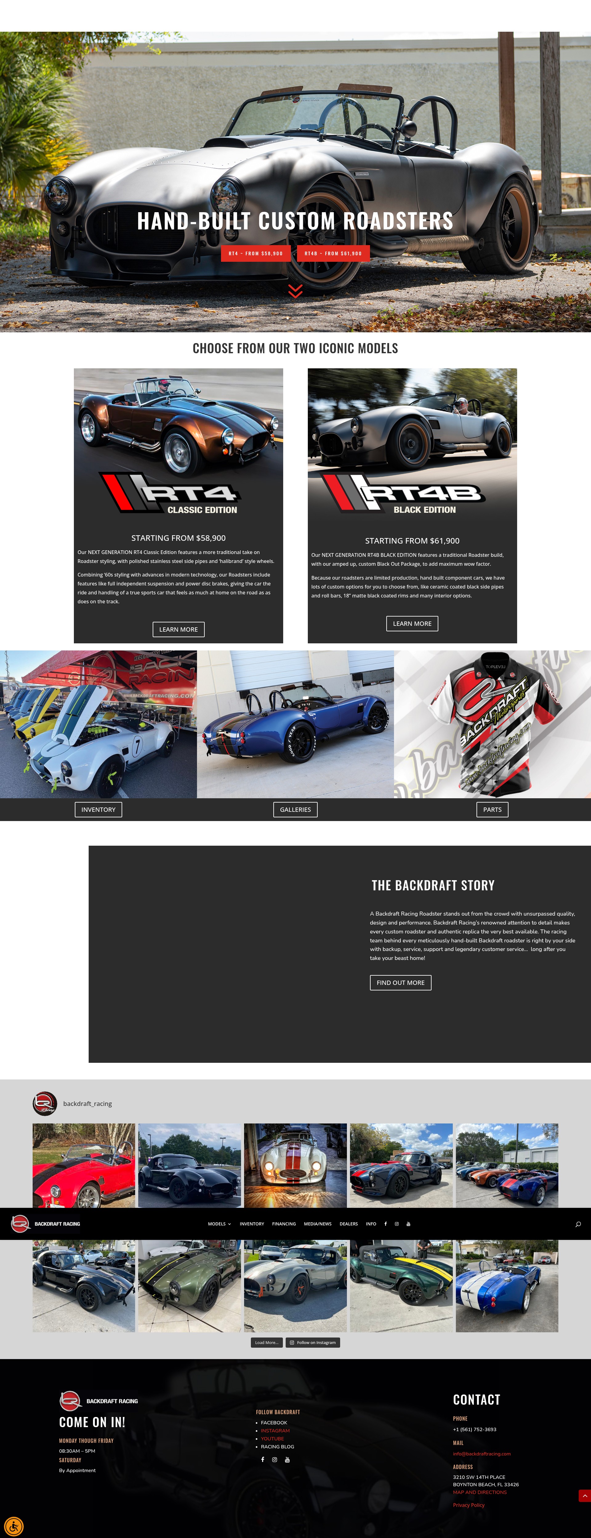 Screenshot of www.backdraftracing.com