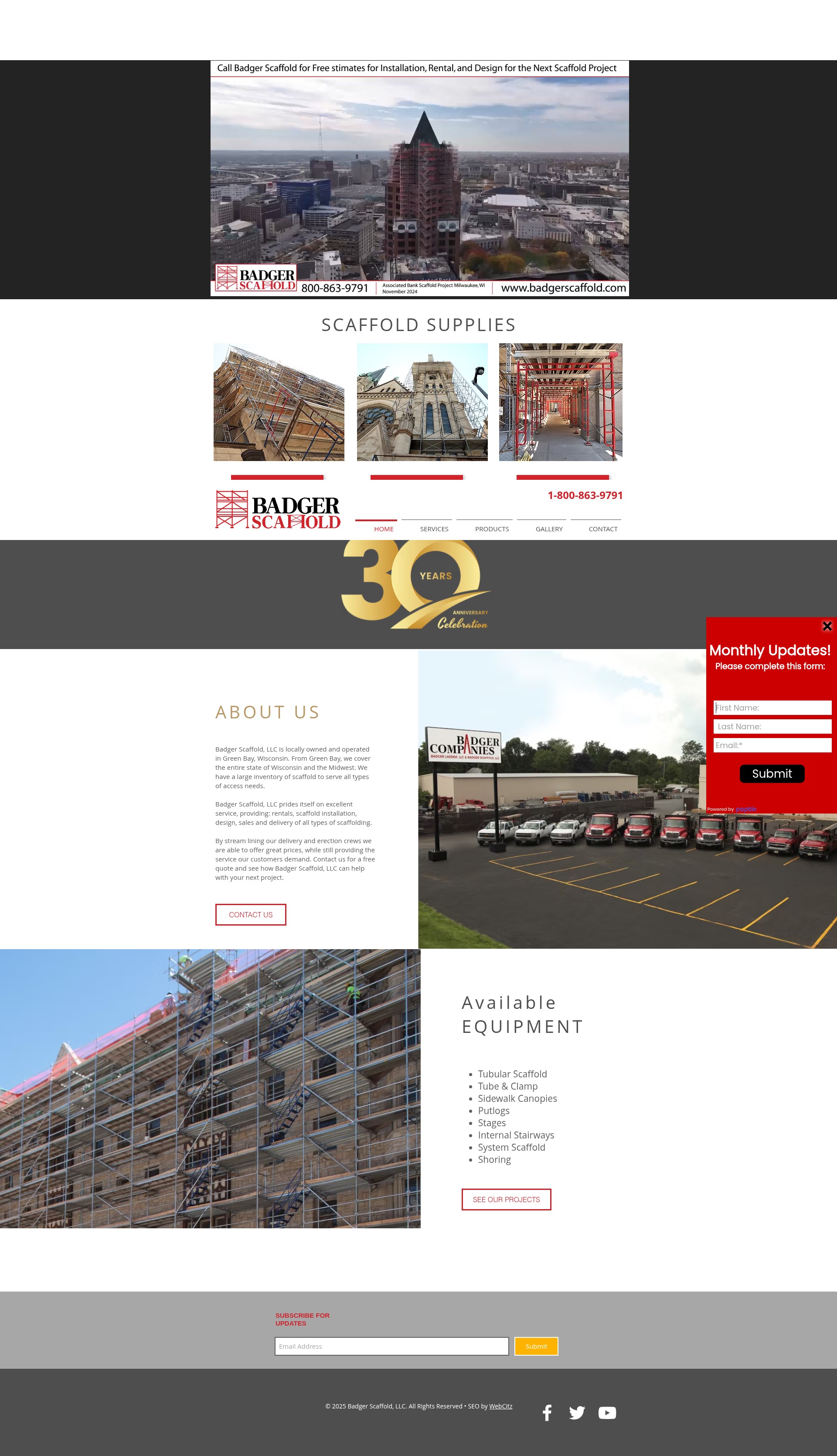 Screenshot of www.badgerscaffold.com