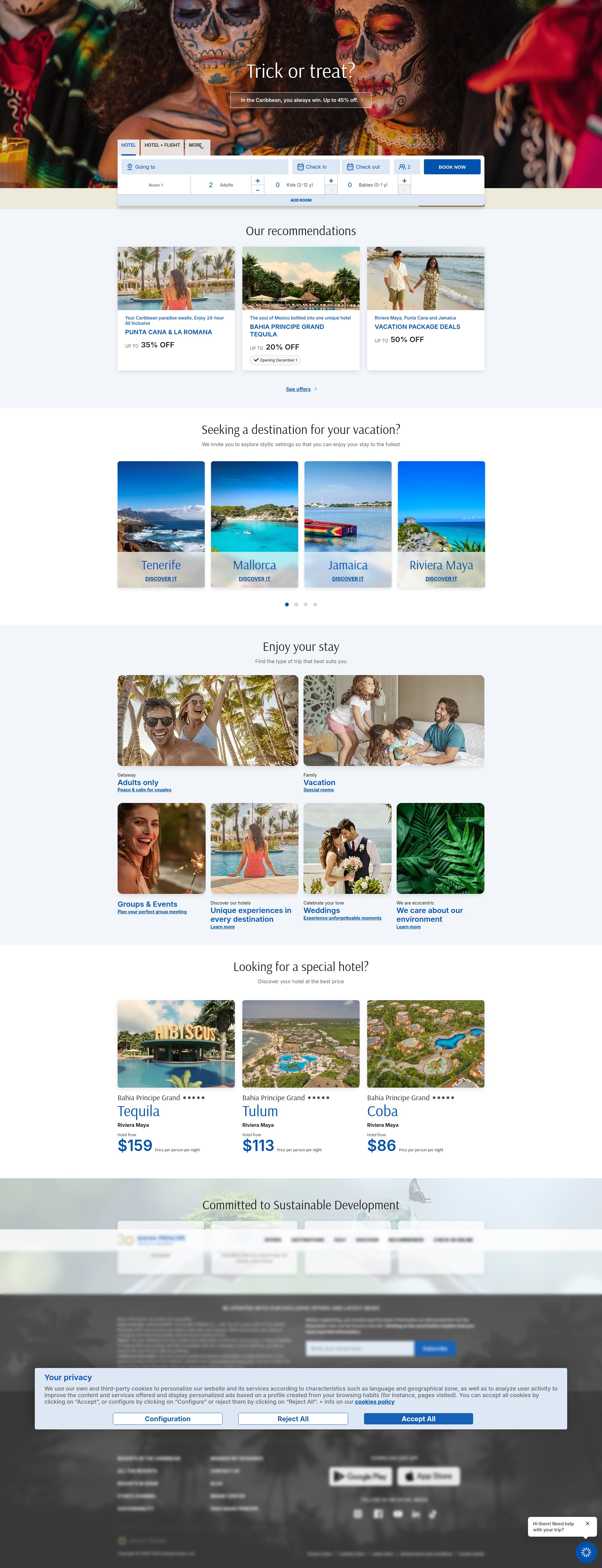 Screenshot of www.bahia-principe.com