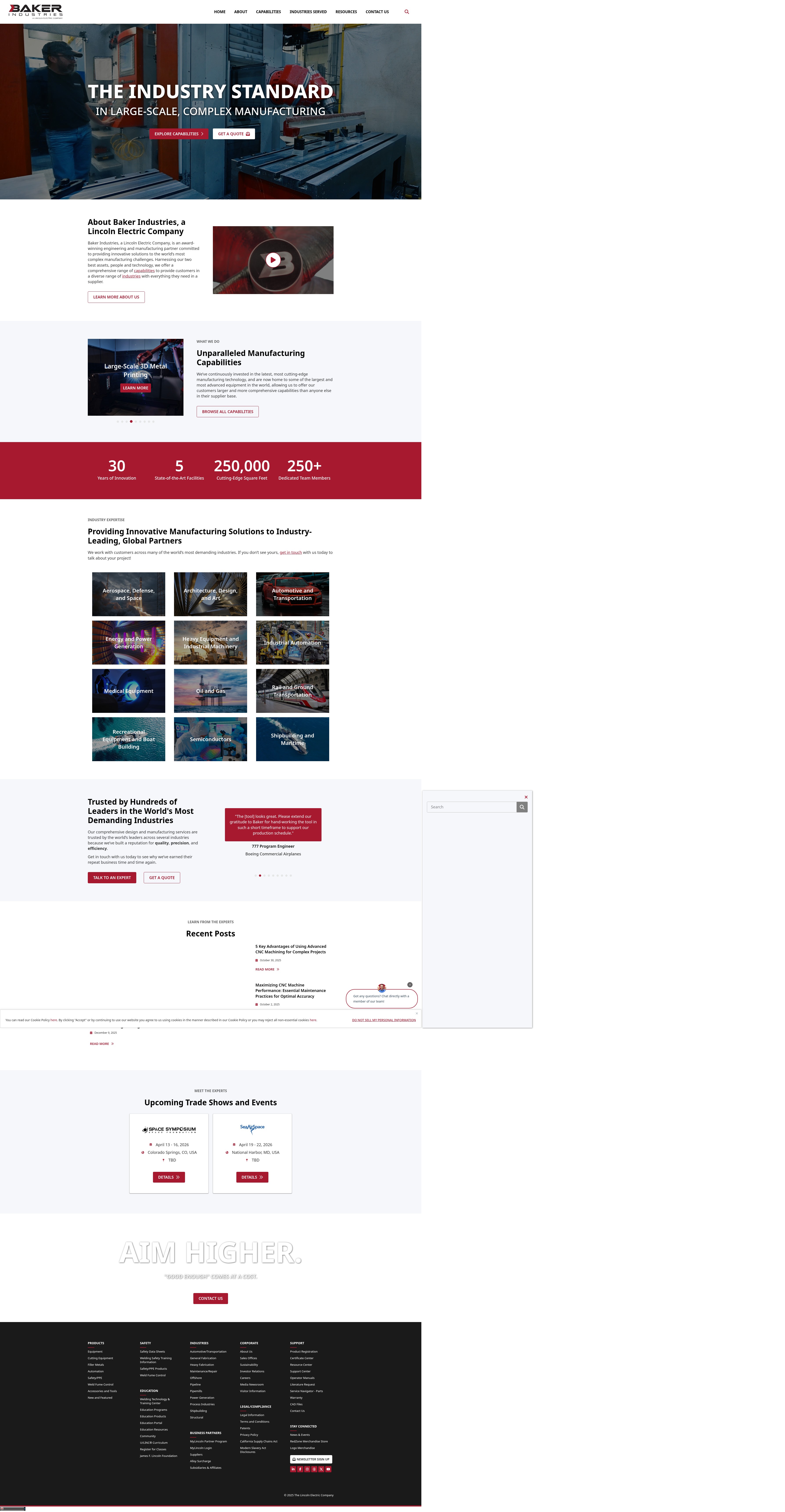 Screenshot of www.bakerindustriesinc.com