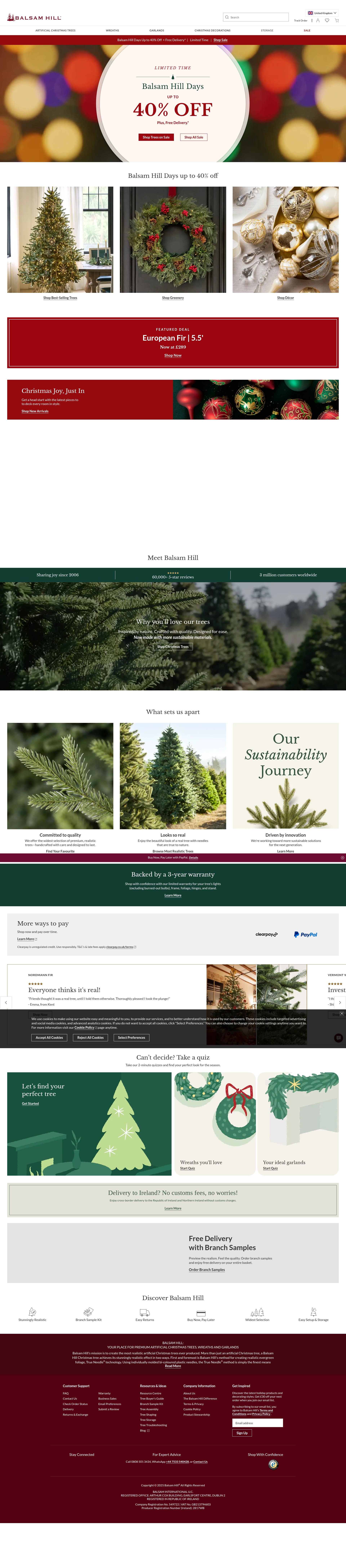 Screenshot of www.balsamhill.co.uk