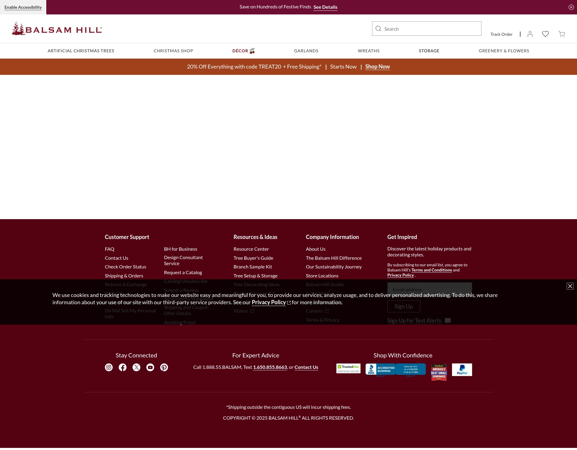 Screenshot of www.balsamhill.com