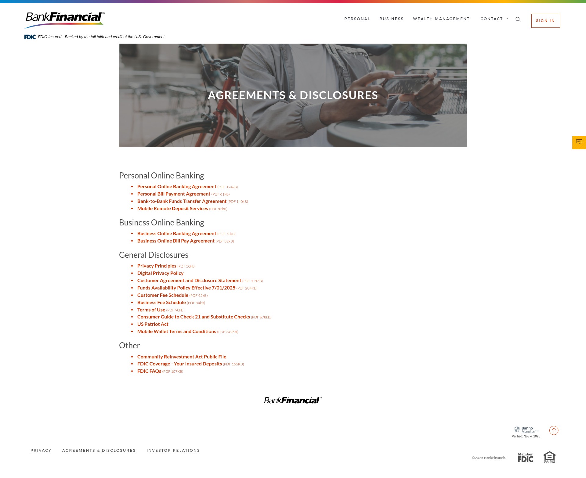 Screenshot of www.bankfinancial.com