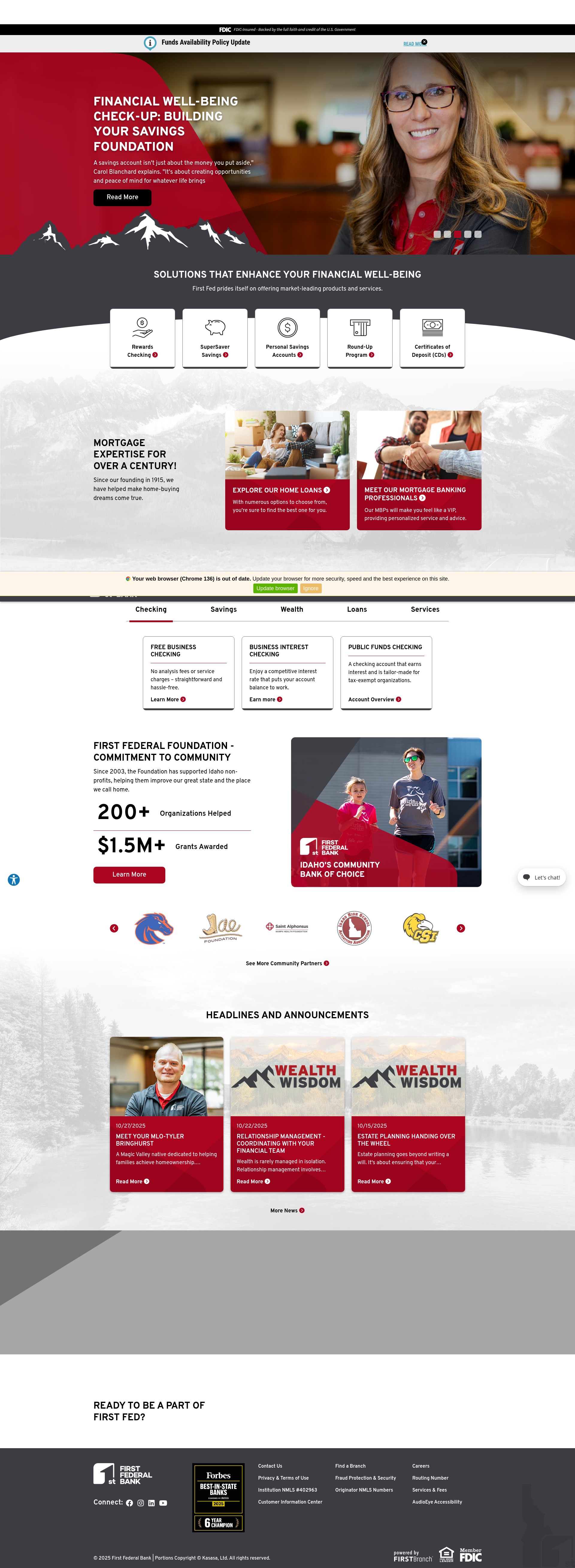 Screenshot of www.bankfirstfed.com