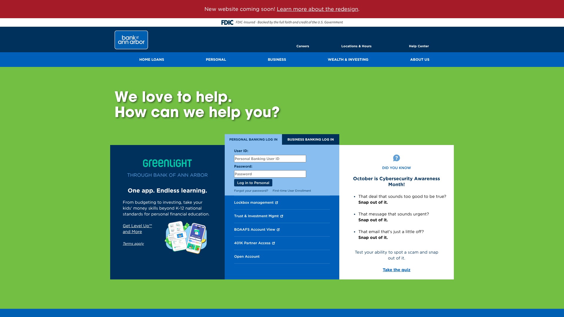 Screenshot of www.bankofannarbor.com