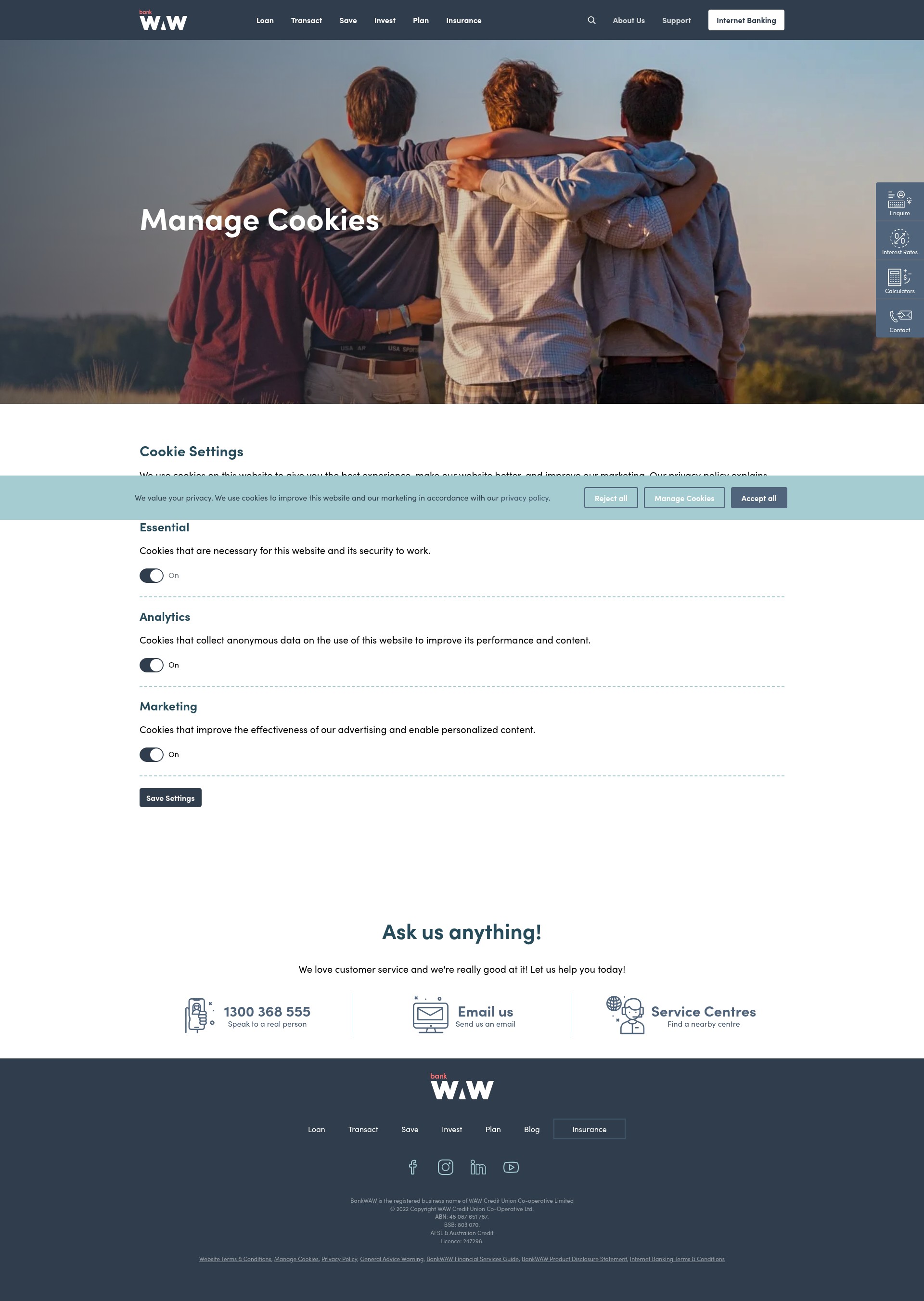 Screenshot of www.bankwaw.com.au
