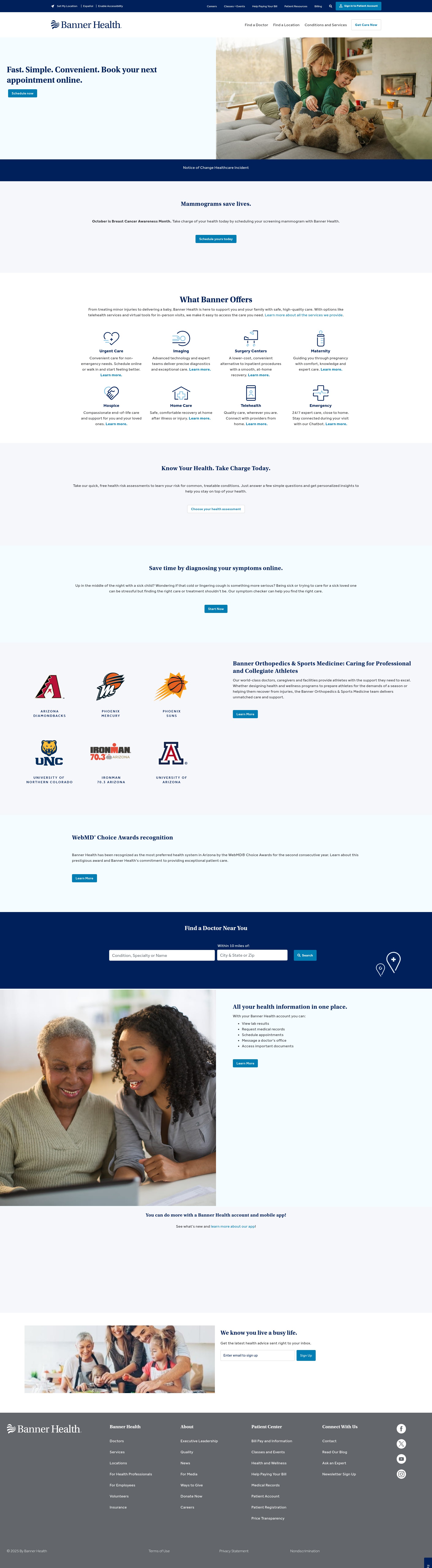 Screenshot of www.bannerhealth.com