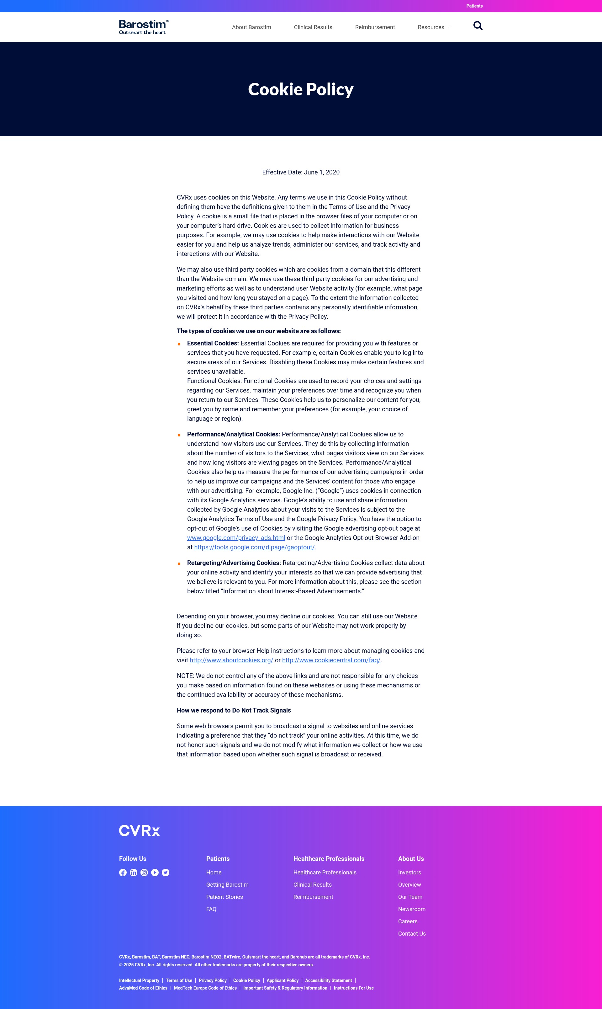 Screenshot of www.barostim.com