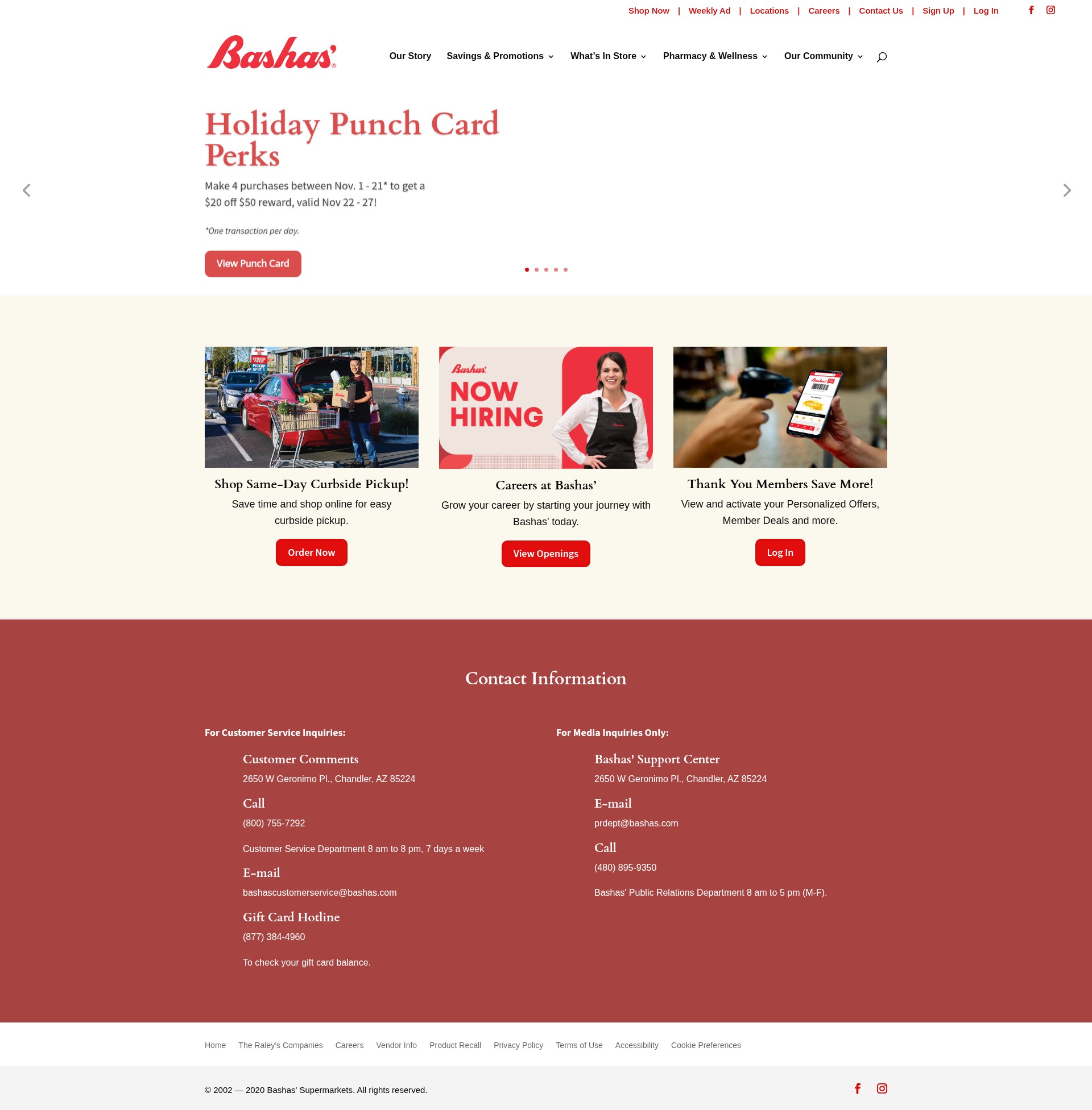 Screenshot of www.bashas.com