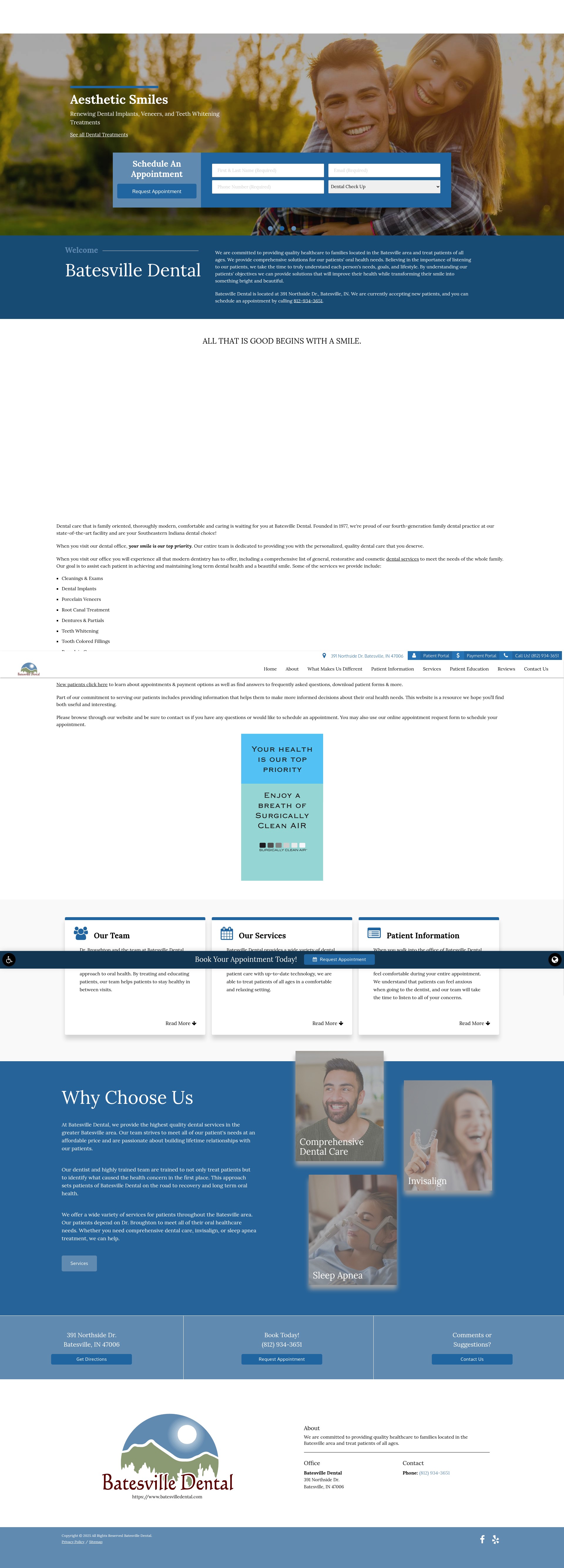 Screenshot of www.batesvilledental.com