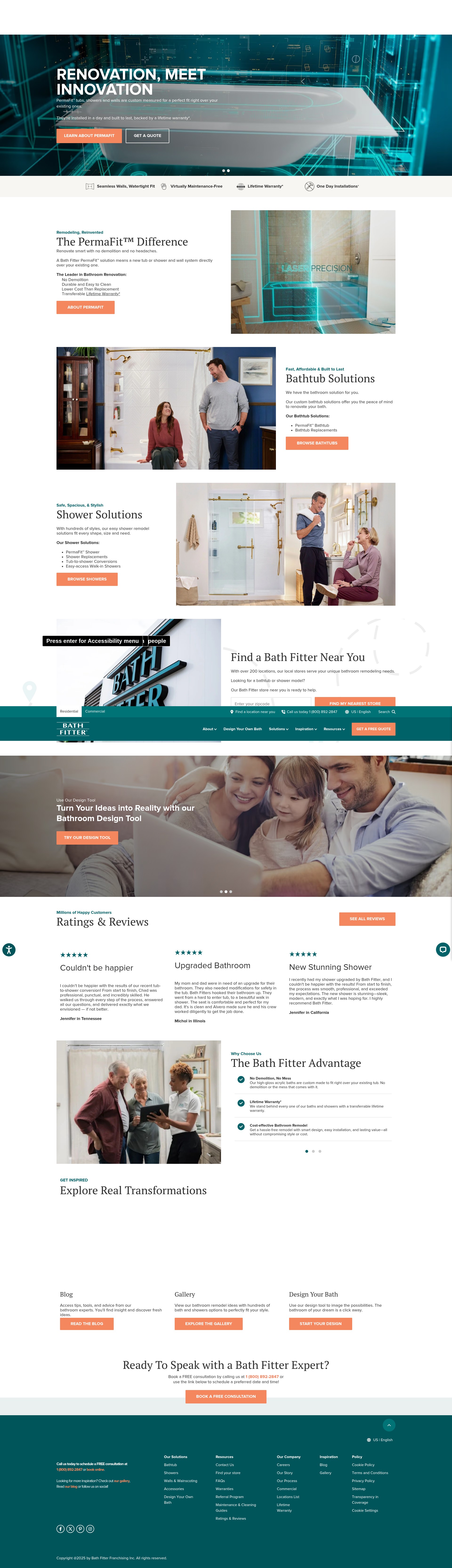 Screenshot of www.bathfitter.com