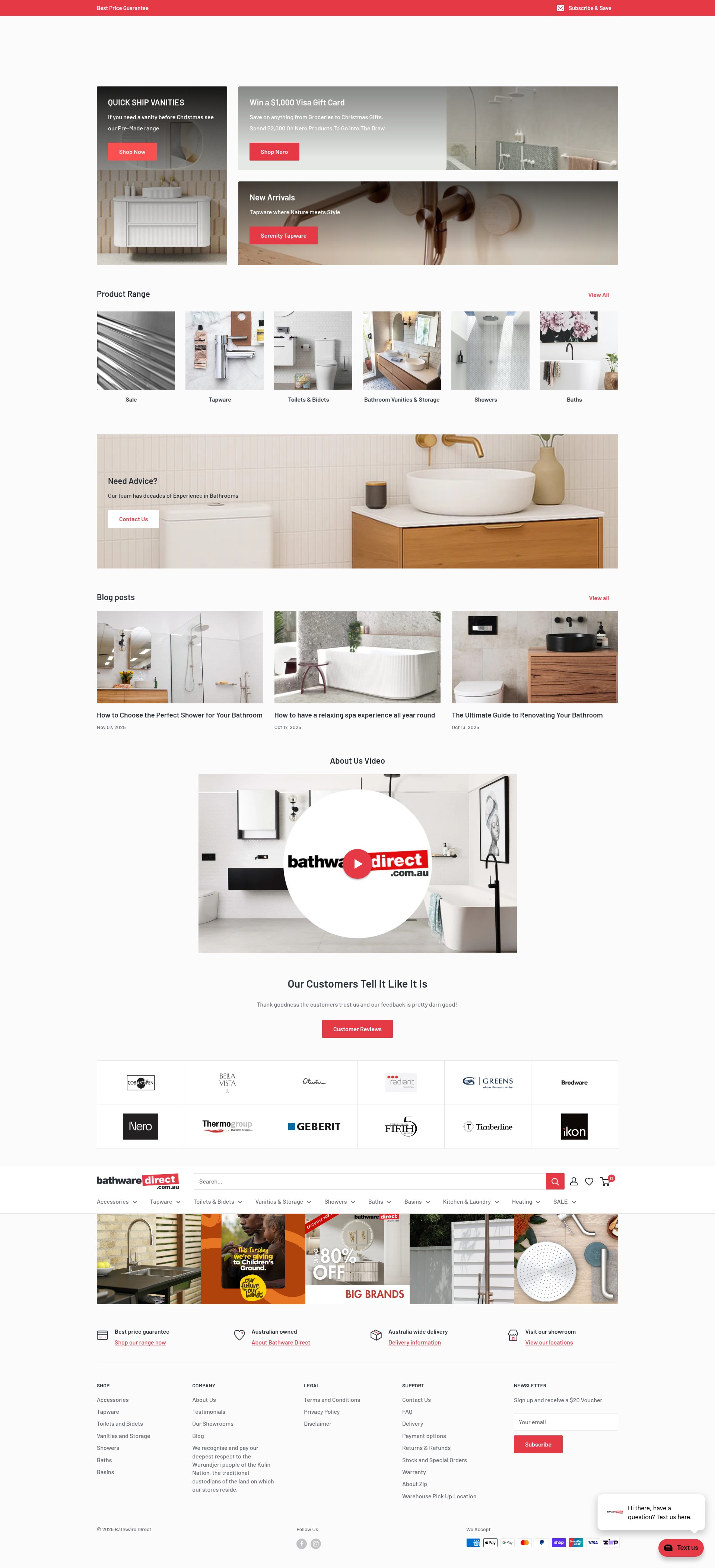 Screenshot of www.bathwaredirect.com.au
