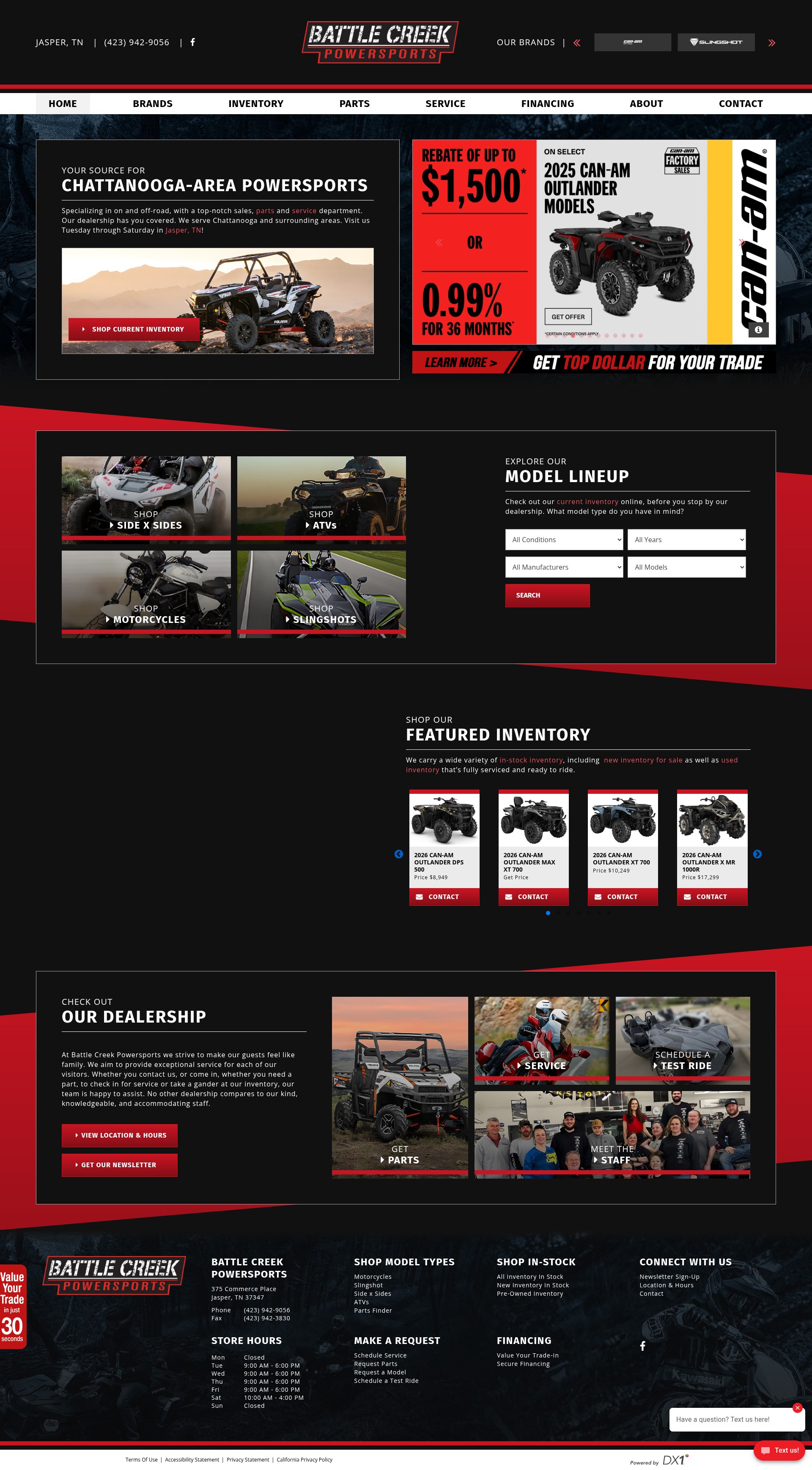 Screenshot of www.battlecreekpowersports.com