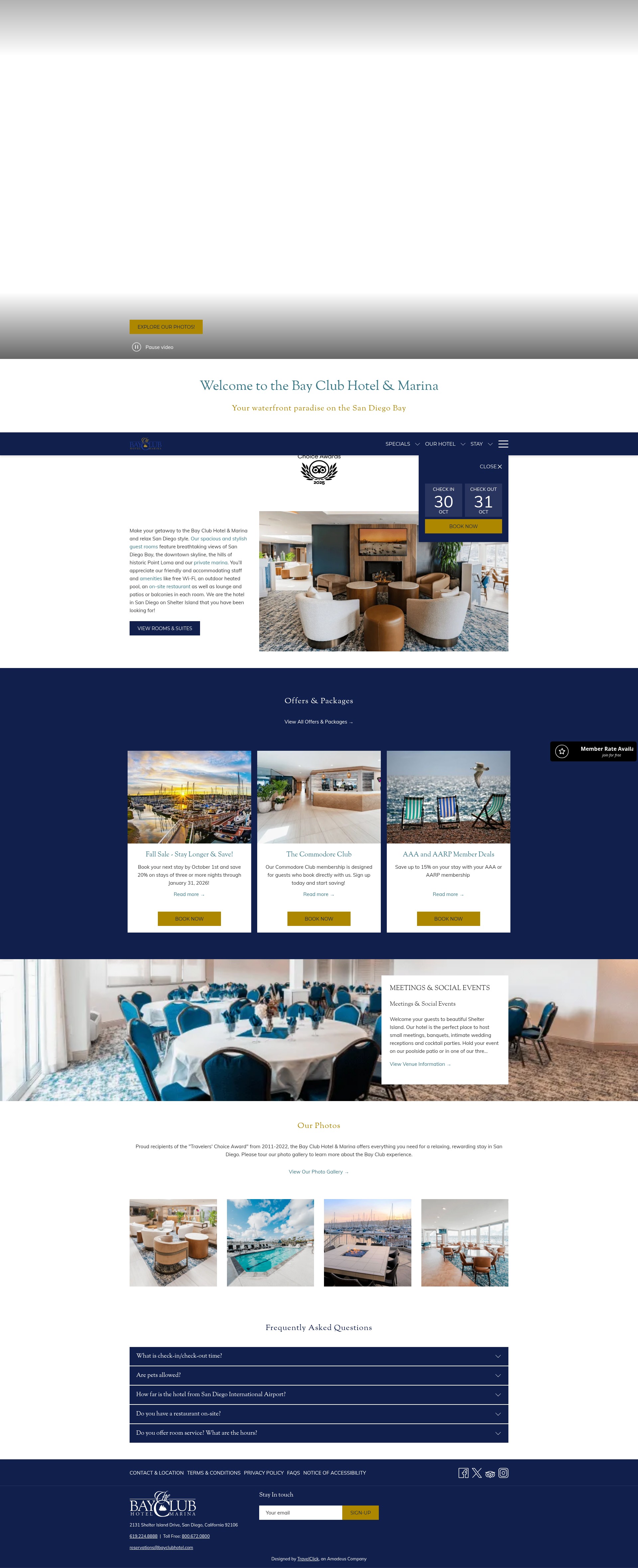 Screenshot of www.bayclubhotel.com