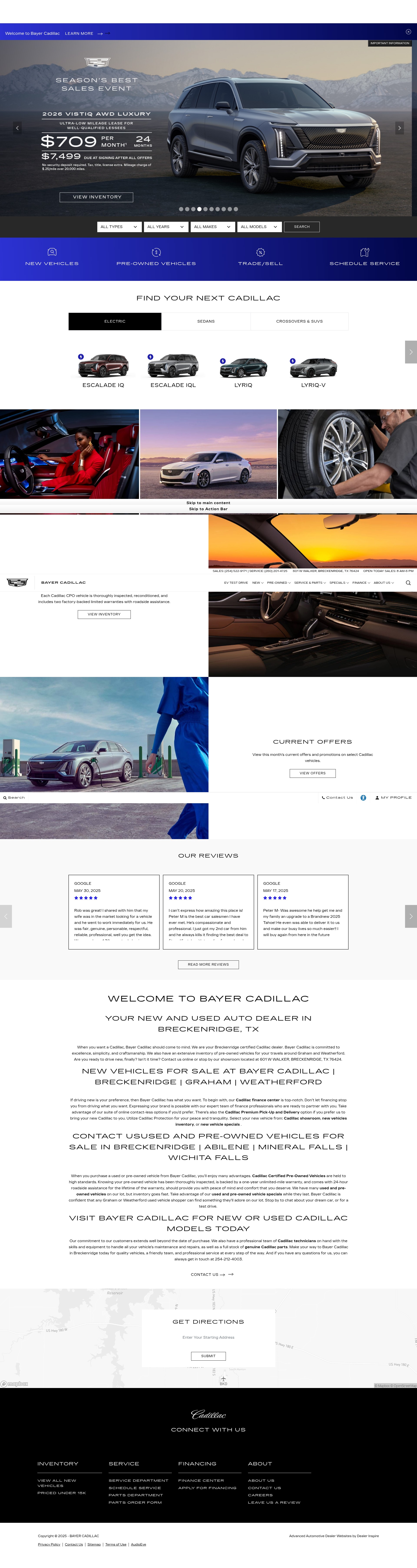 Screenshot of www.bayercadillac.com