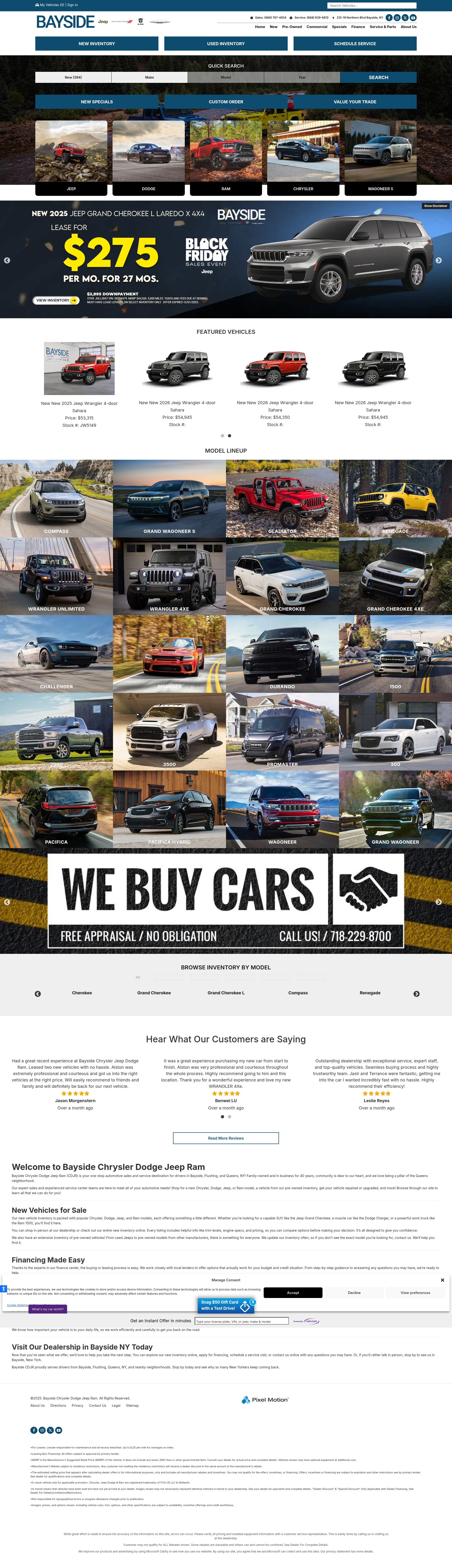 Screenshot of www.baysidechryslerjeepdodge.net