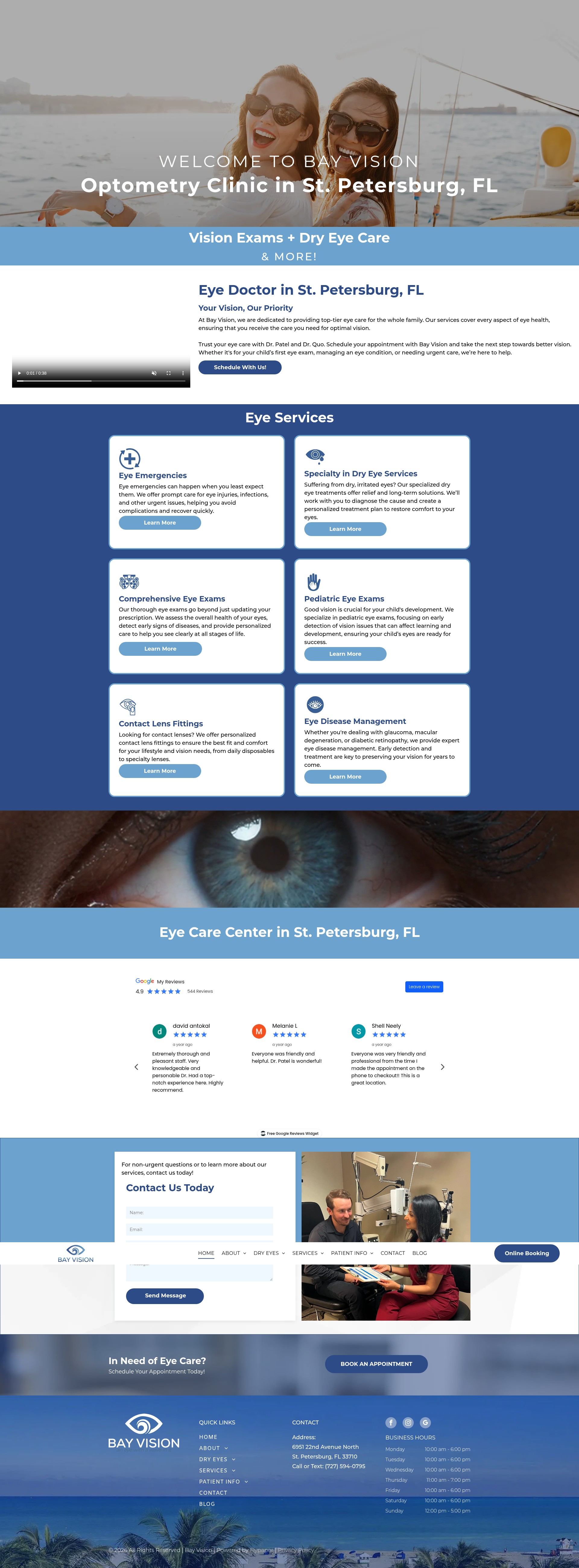 Screenshot of www.bayvisionoptometry.com