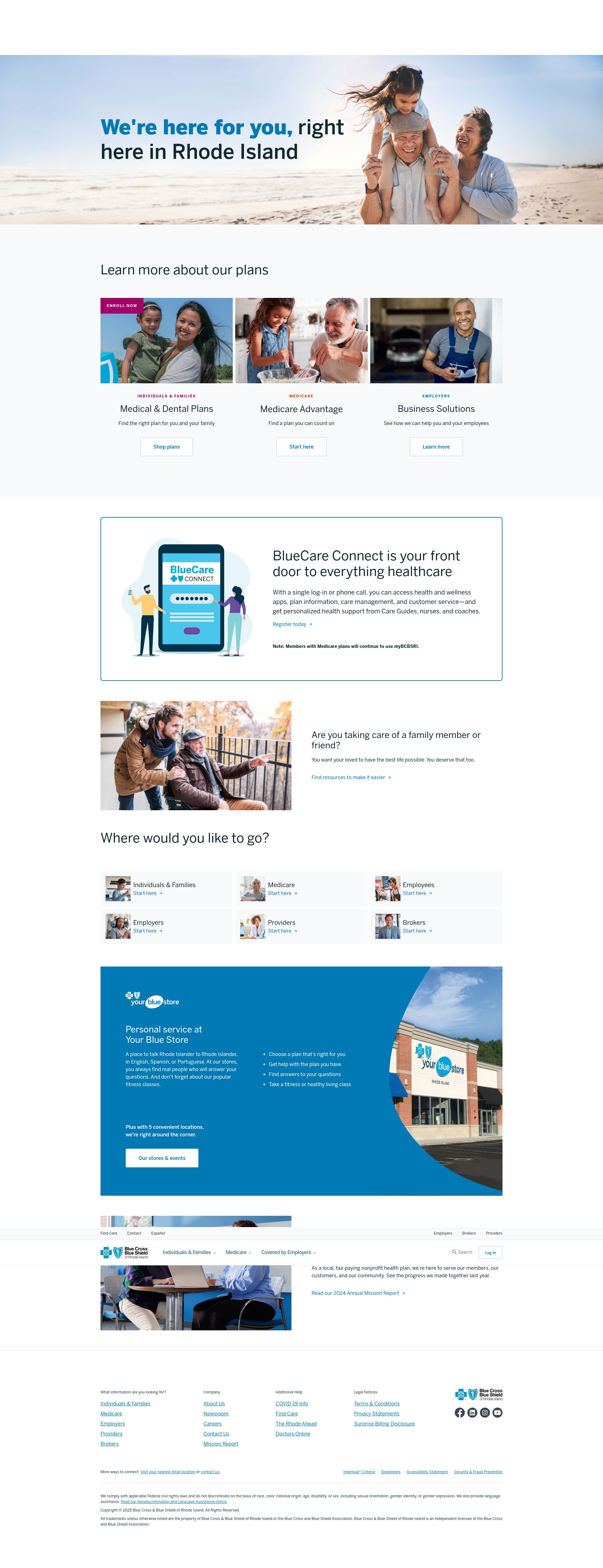 Screenshot of www.bcbsri.com