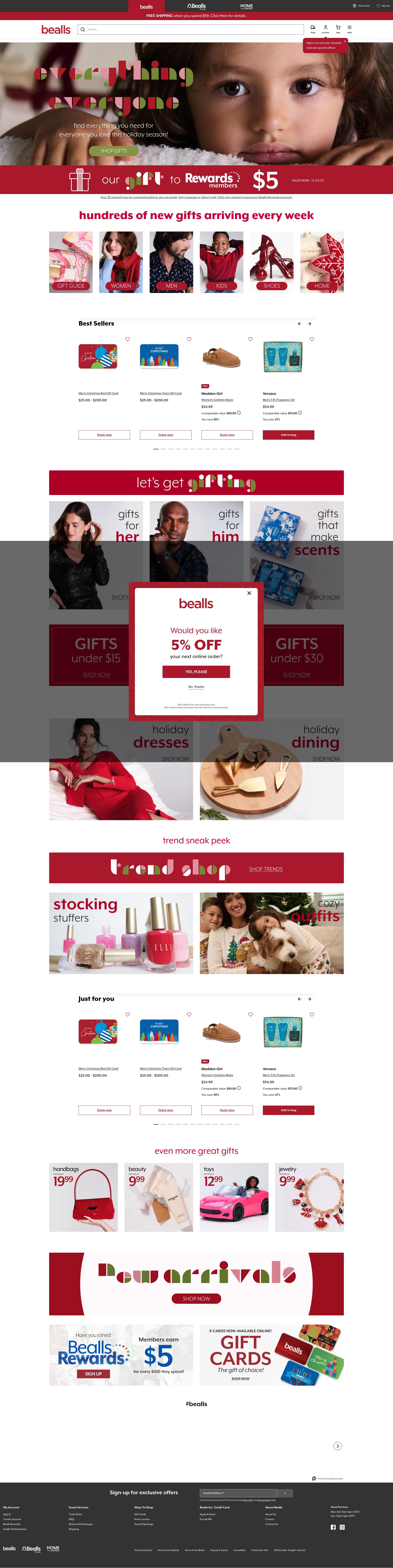 Screenshot of www.bealls.com