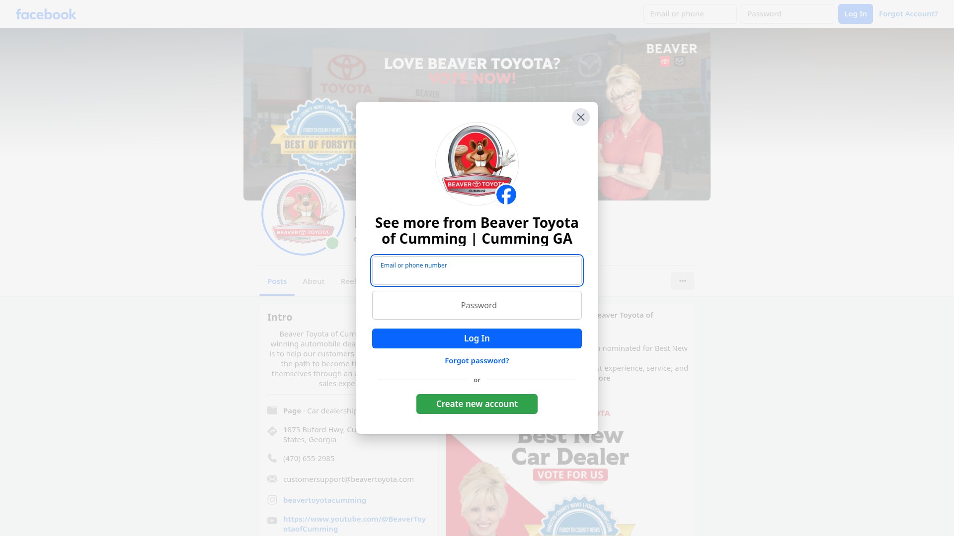Screenshot of www.beavertoyotacumming.com