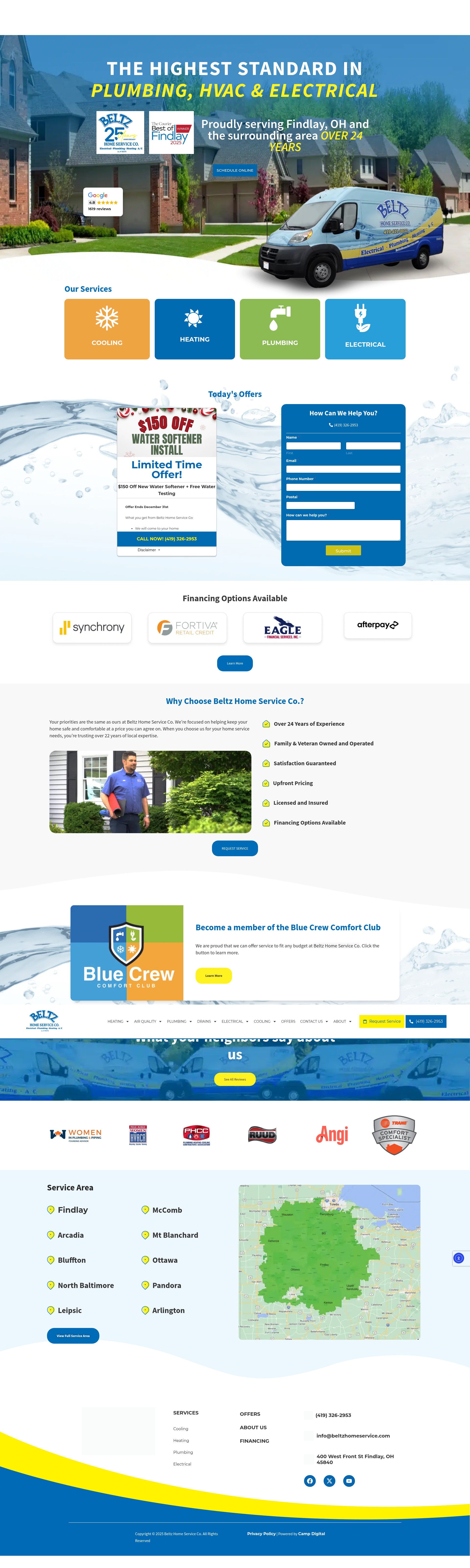 Screenshot of www.beltzhomeservice.com