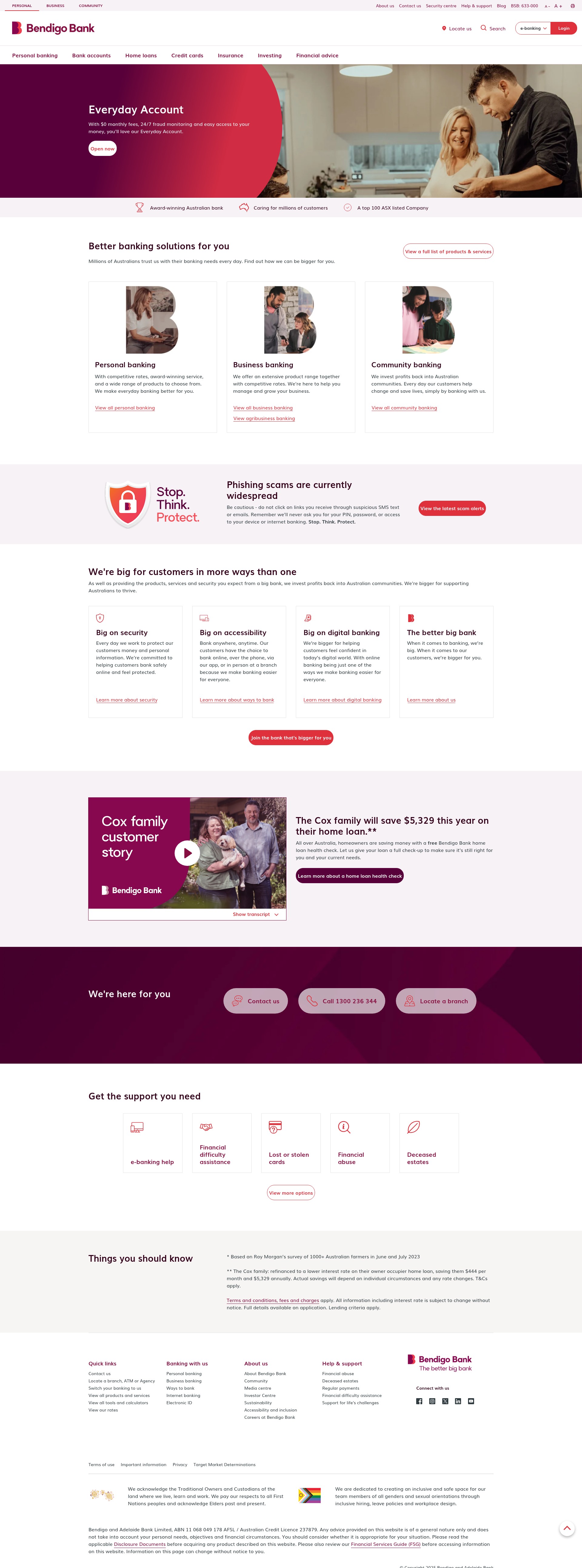 Screenshot of www.bendigobank.com.au