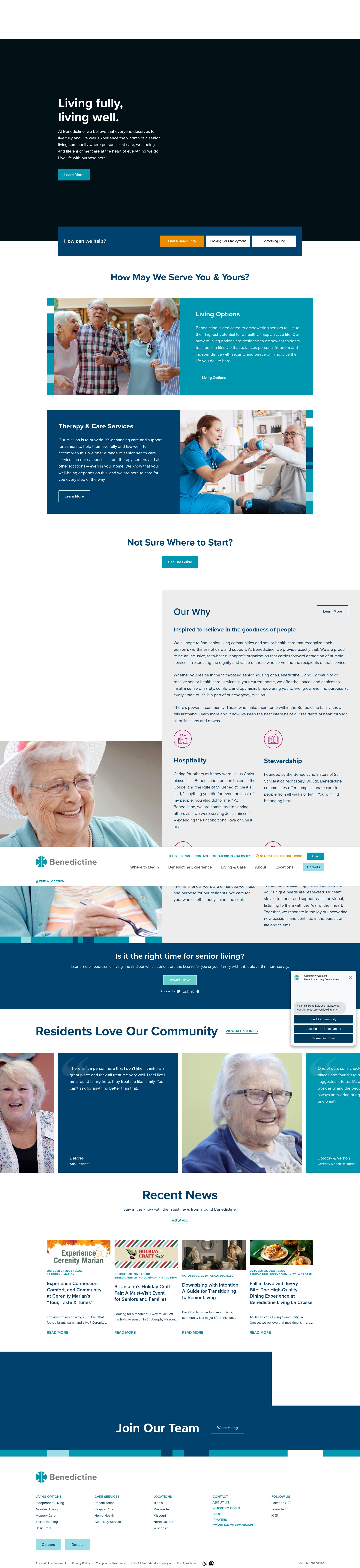 Screenshot of www.benedictineliving.org
