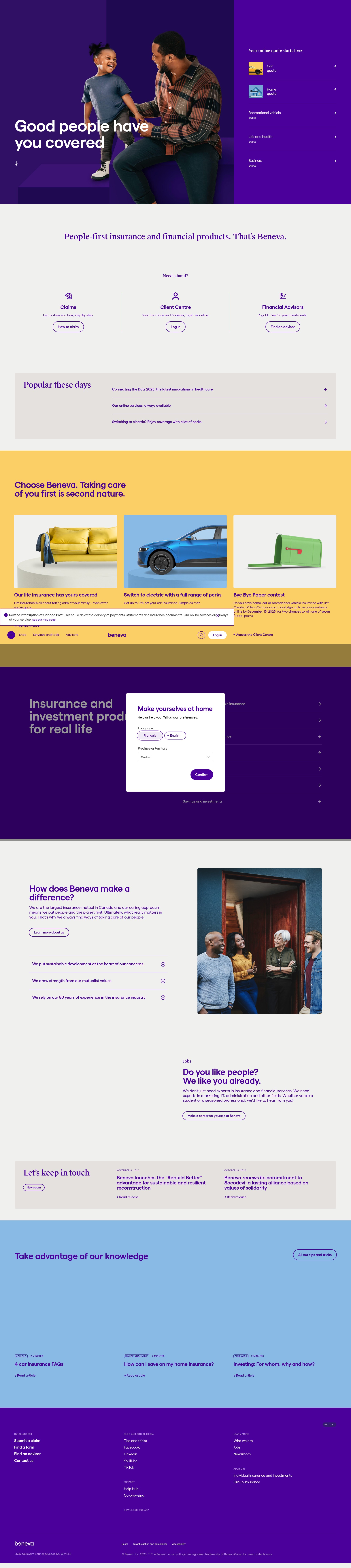 Screenshot of www.beneva.ca