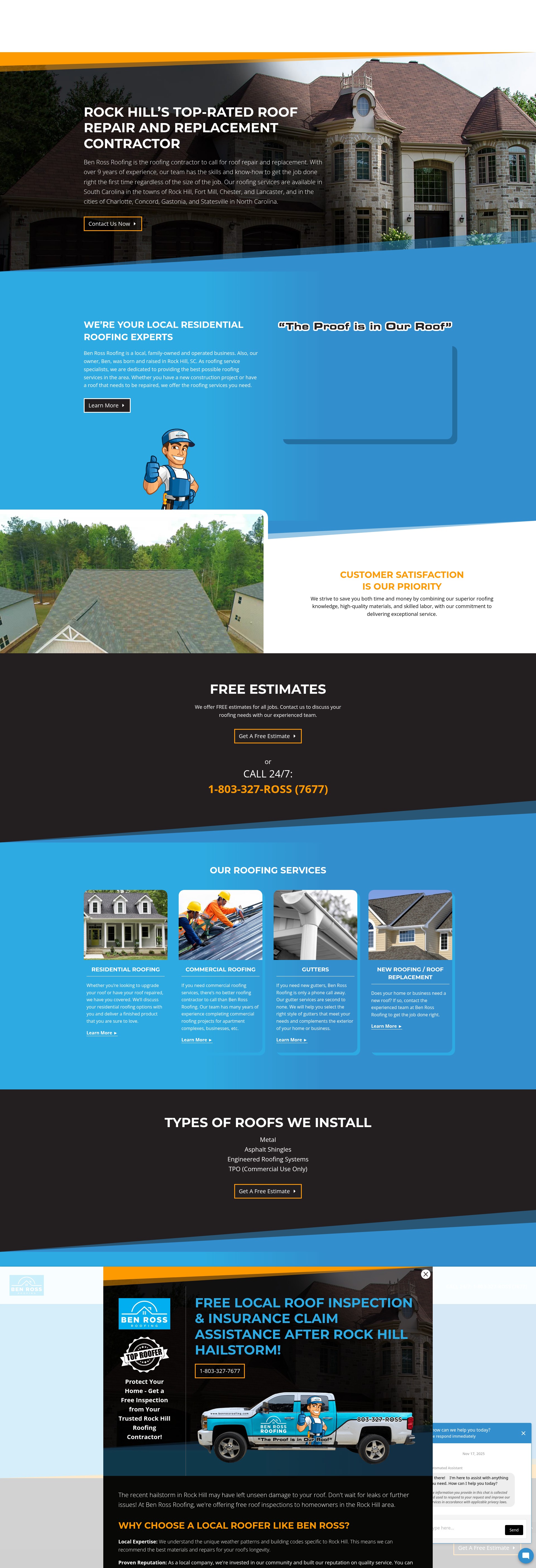 Screenshot of www.benrossroofing.com
