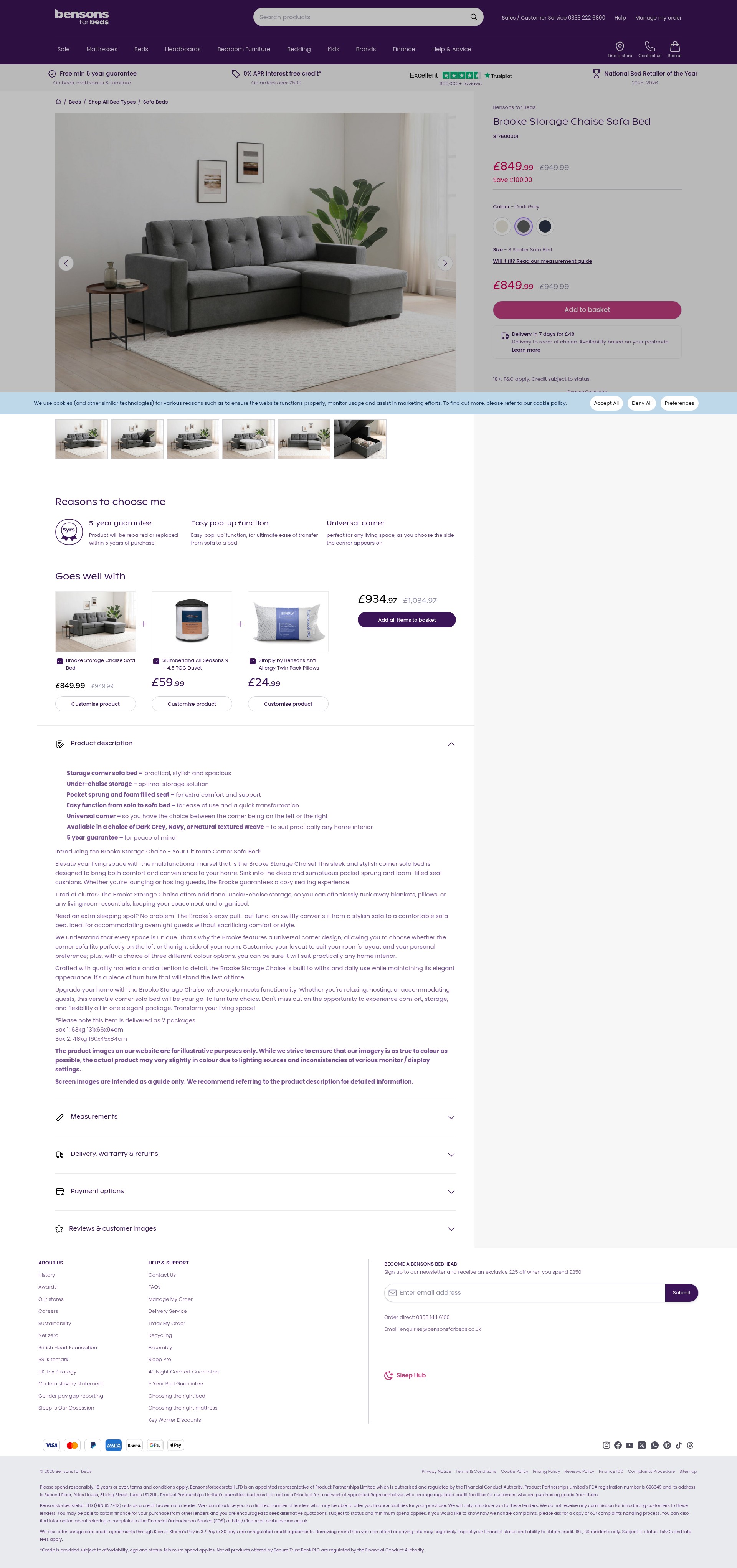 Screenshot of www.bensonsforbeds.co.uk