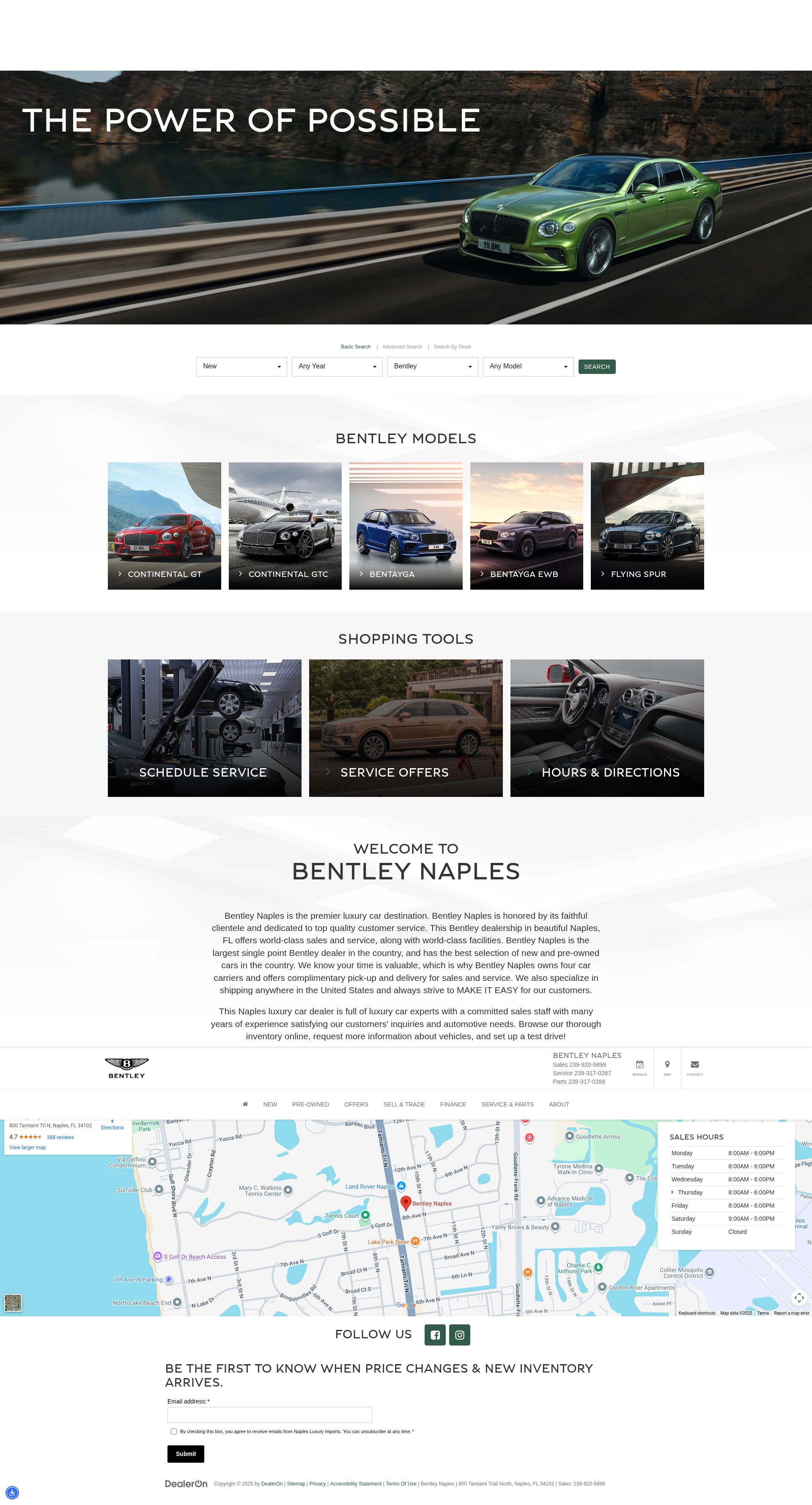 Screenshot of www.bentleynaples.com
