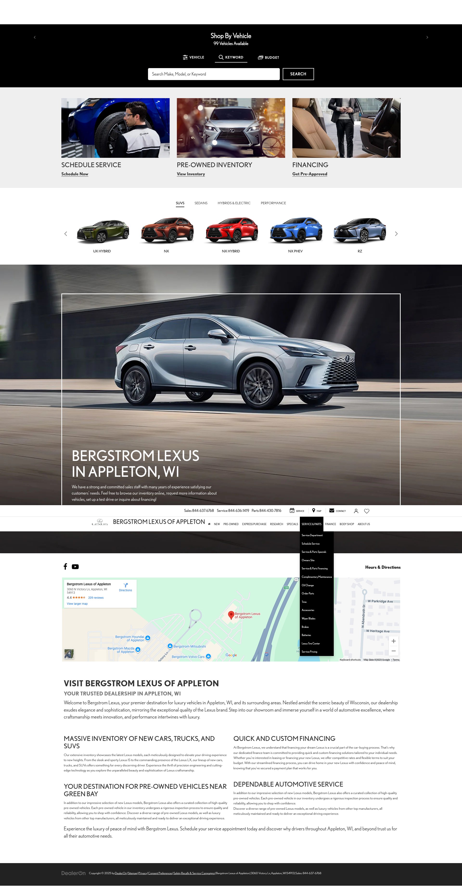 Screenshot of www.bergstromlexusofappleton.com