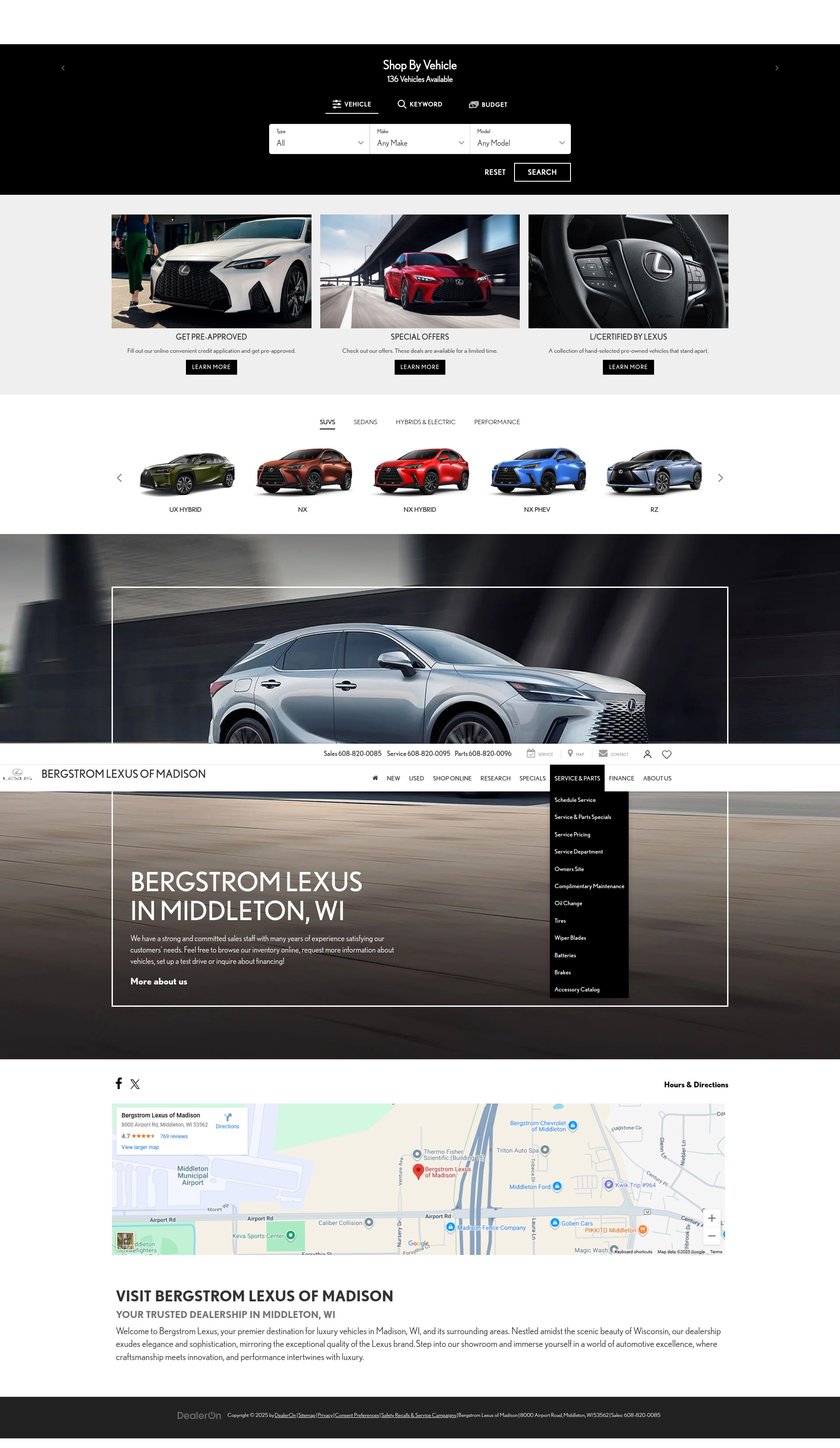 Screenshot of www.bergstromlexusofmadison.com