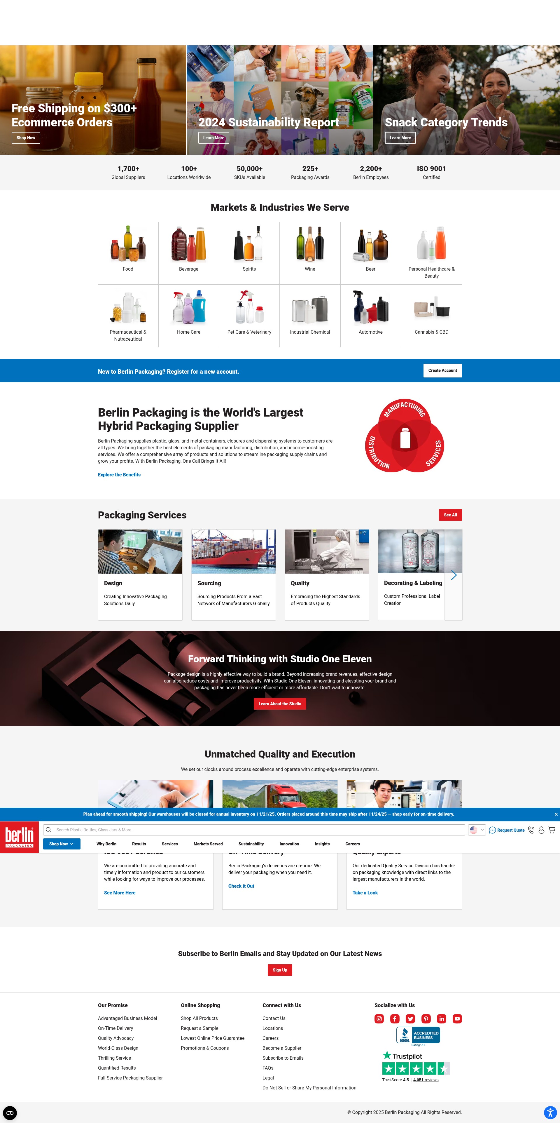Screenshot of www.berlinpackaging.com