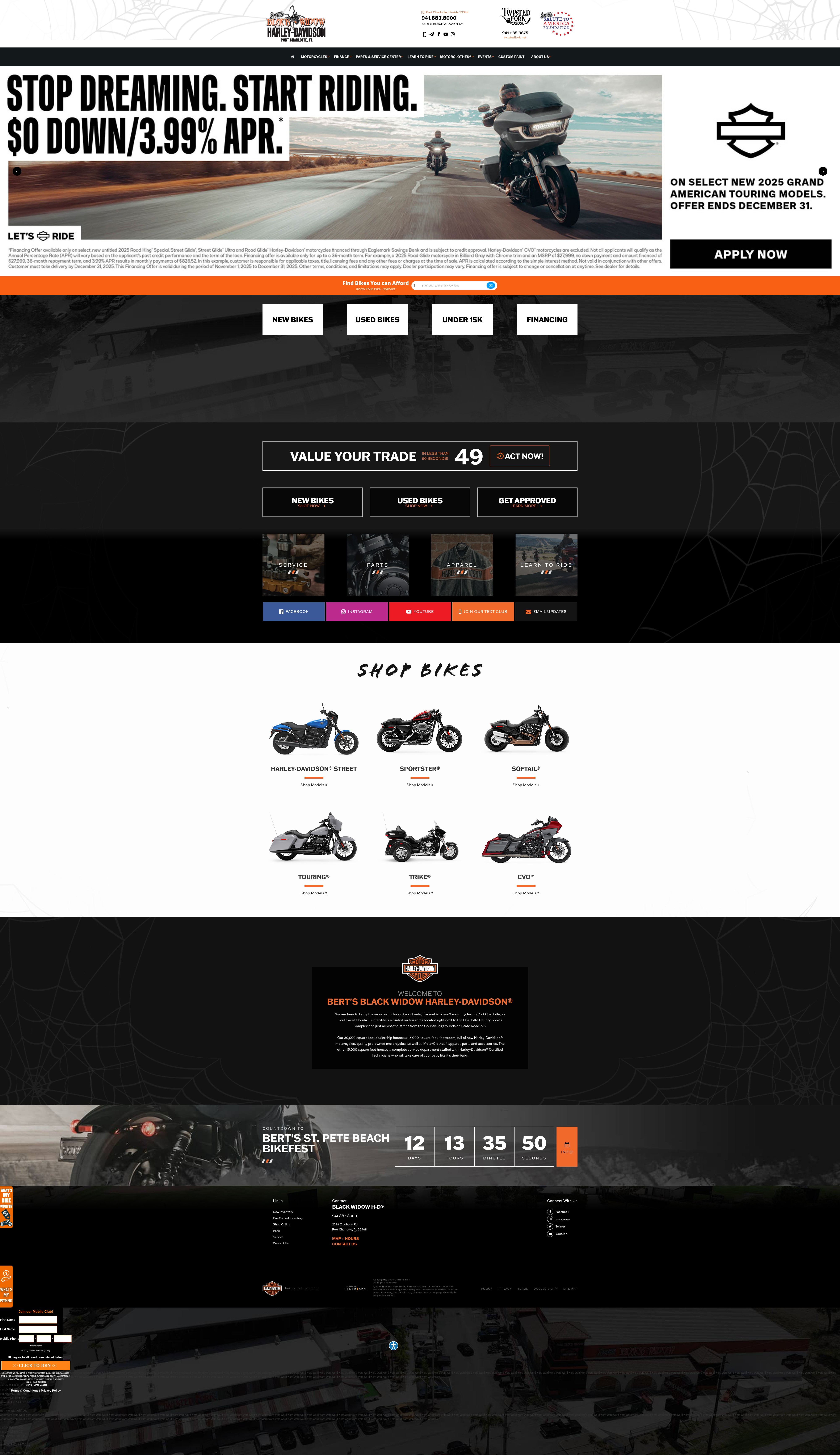 Screenshot of www.bertsblackwidow.com